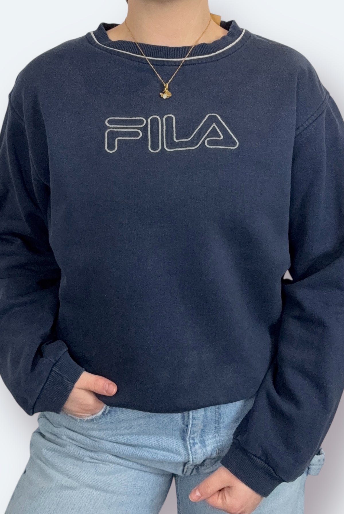 Fila Vintage Big Logo Sweater Marineblau S - Vinverse