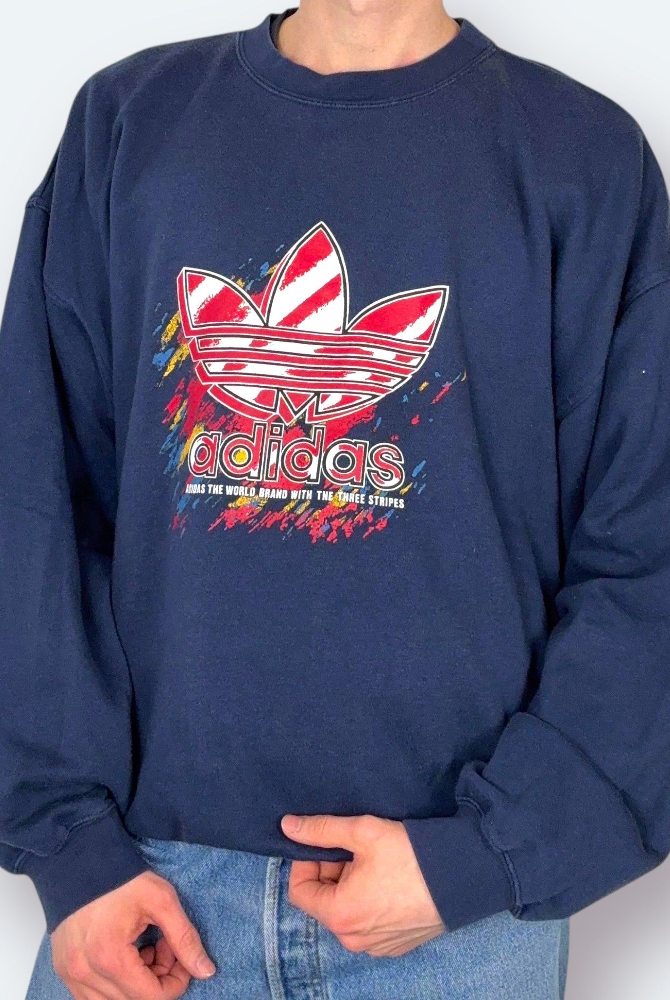 Adidas 90s Vintage Sweater Print Bunt L - Vinverse