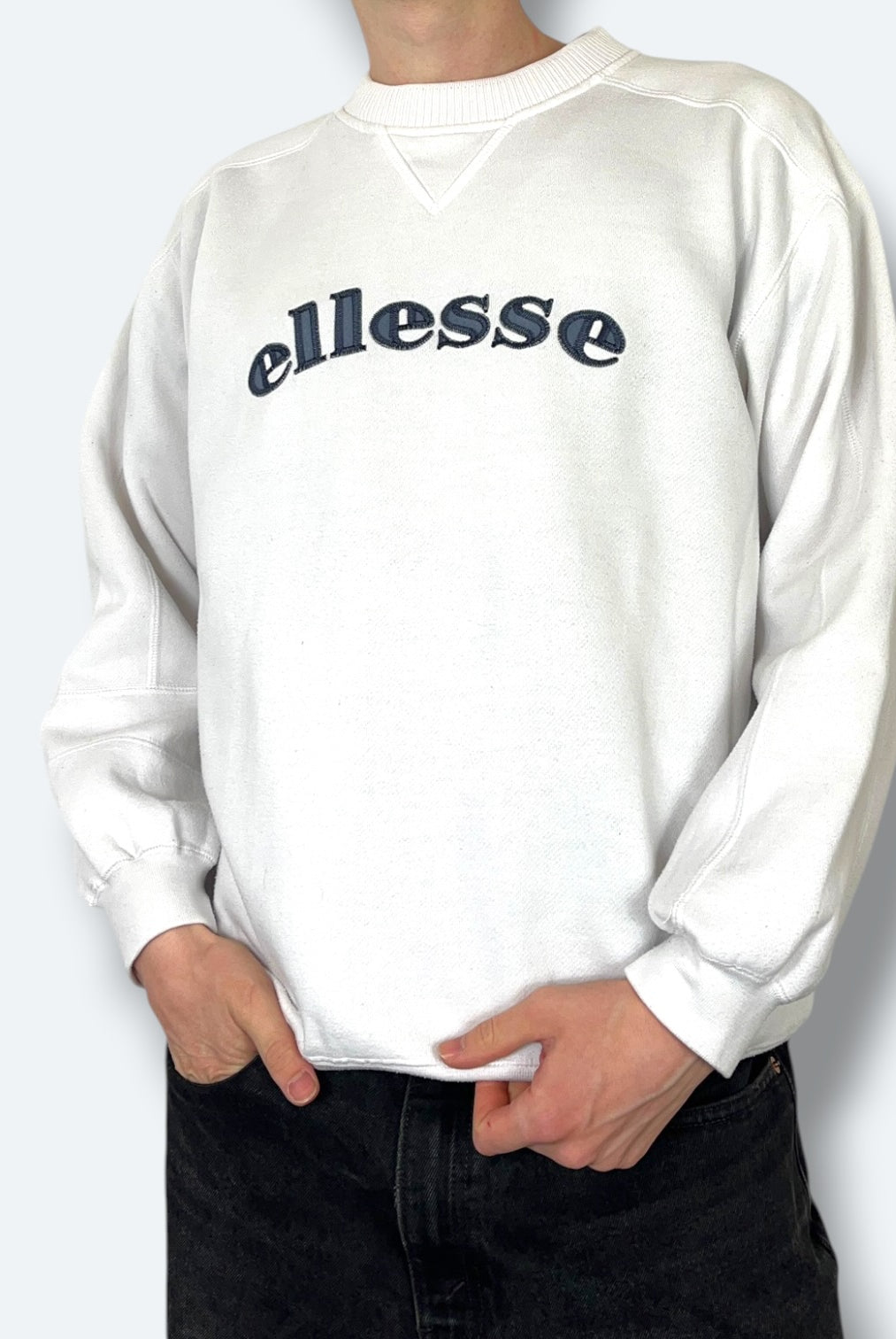 Ellesse Sweater 2000s Big Logo Weiß M - Vinverse