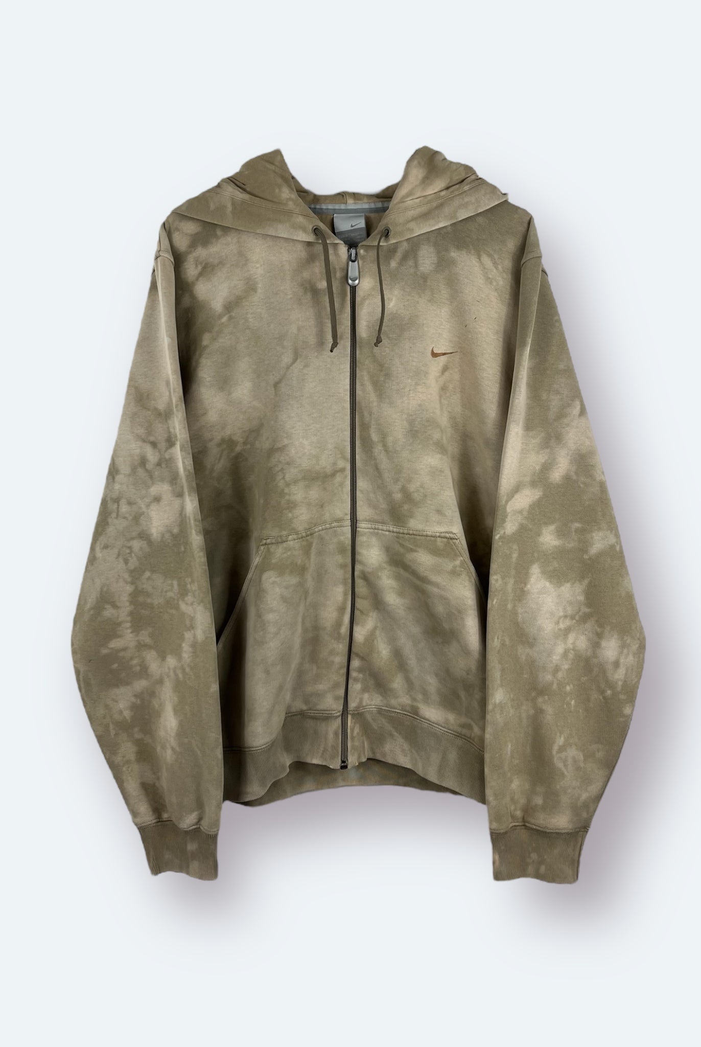 Nike Bleach Zip Hoodie 2000er bestickt Beige M - Vinverse