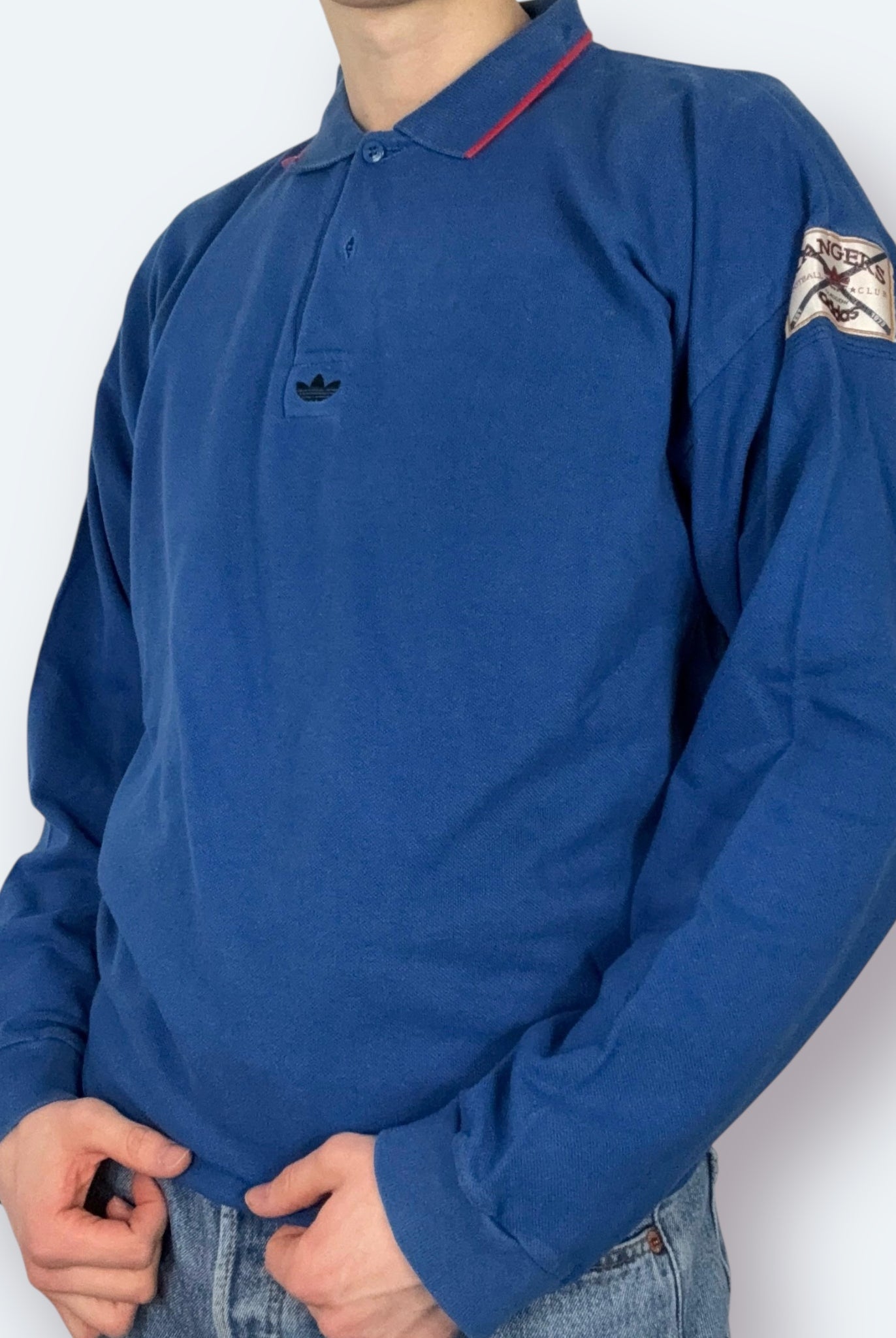 Adidas 90s Vintage Langarm Polo Glasgow Rangers Blau L - Vinverse