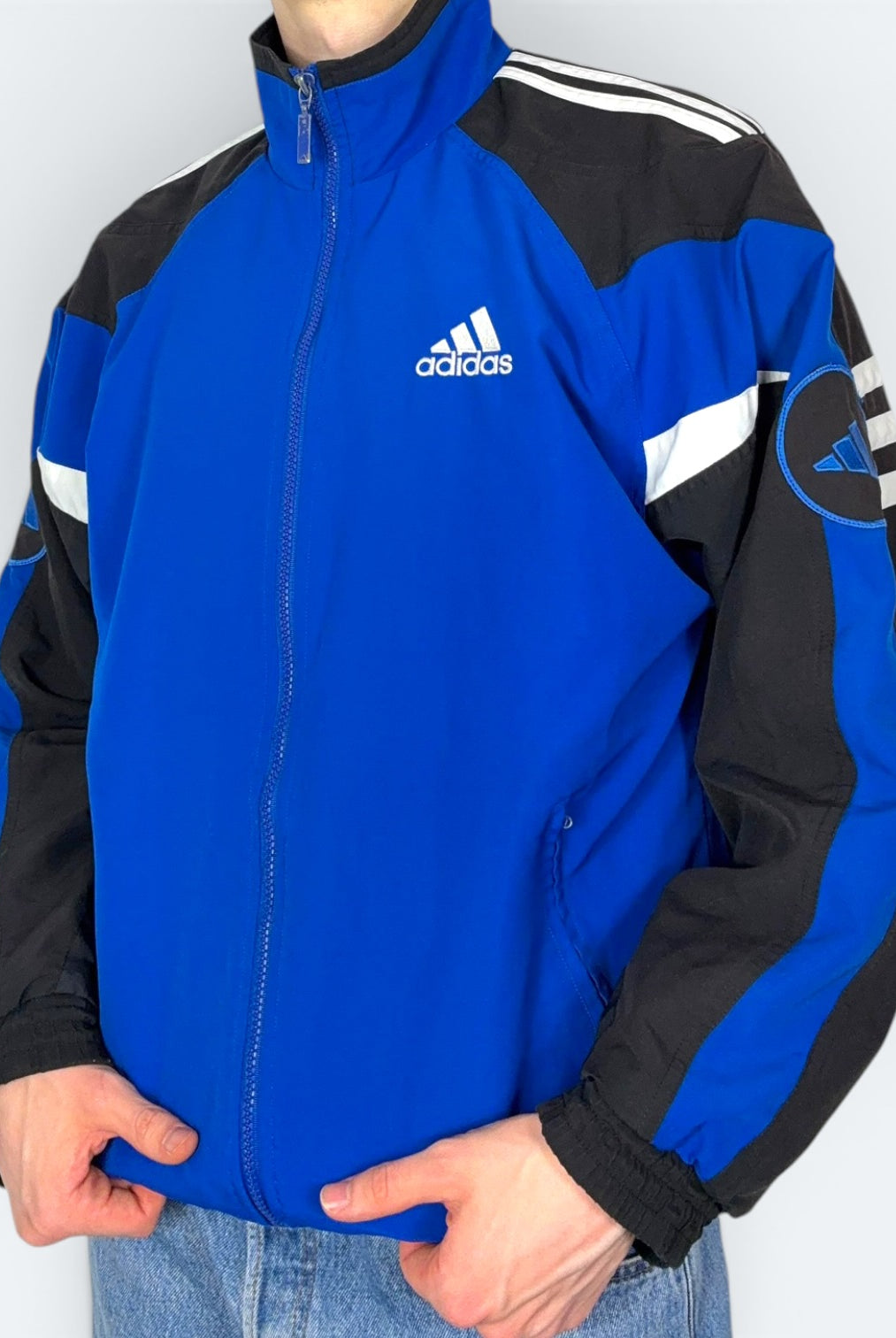 Adidas Vintage Trainingsjacke 90s Blau Schwarz S - Vinverse