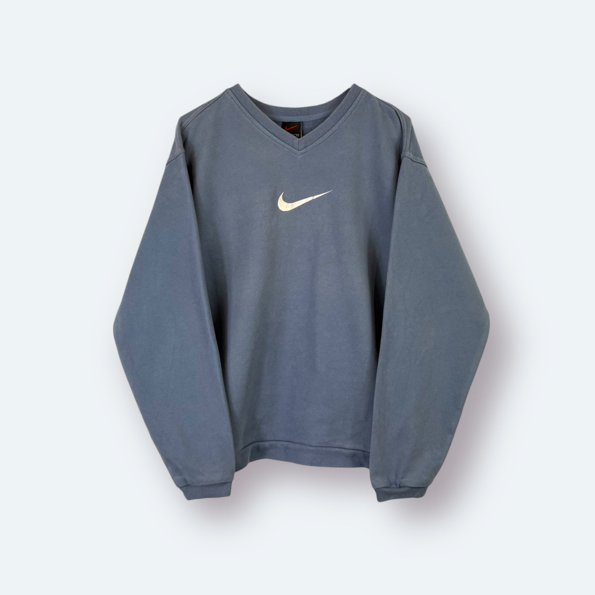 Nike 90s Washed Vintage Sweater Center Swoosh Blau M - Vinverse
