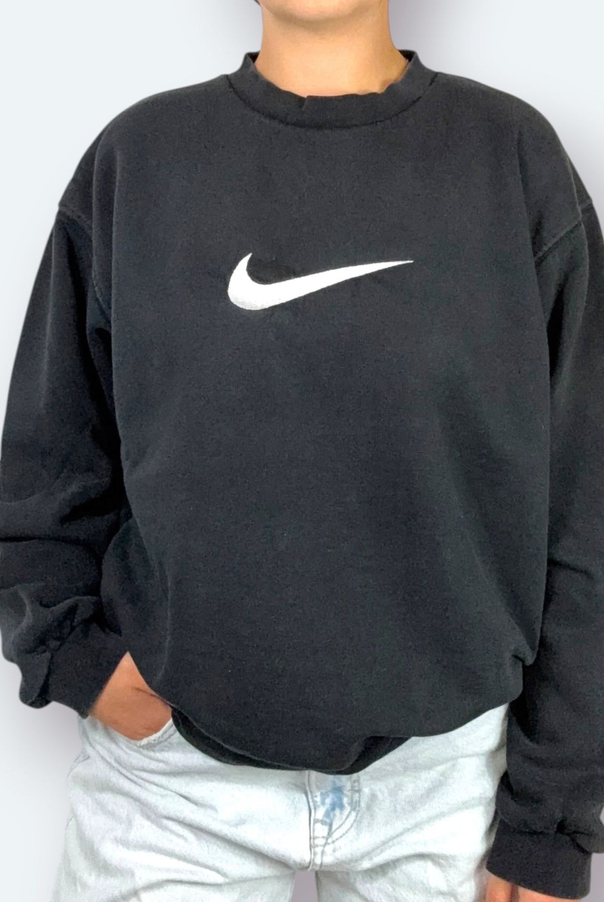 Nike Vintage Sweater Center Swoosh 90s Schwarz M - Vinverse