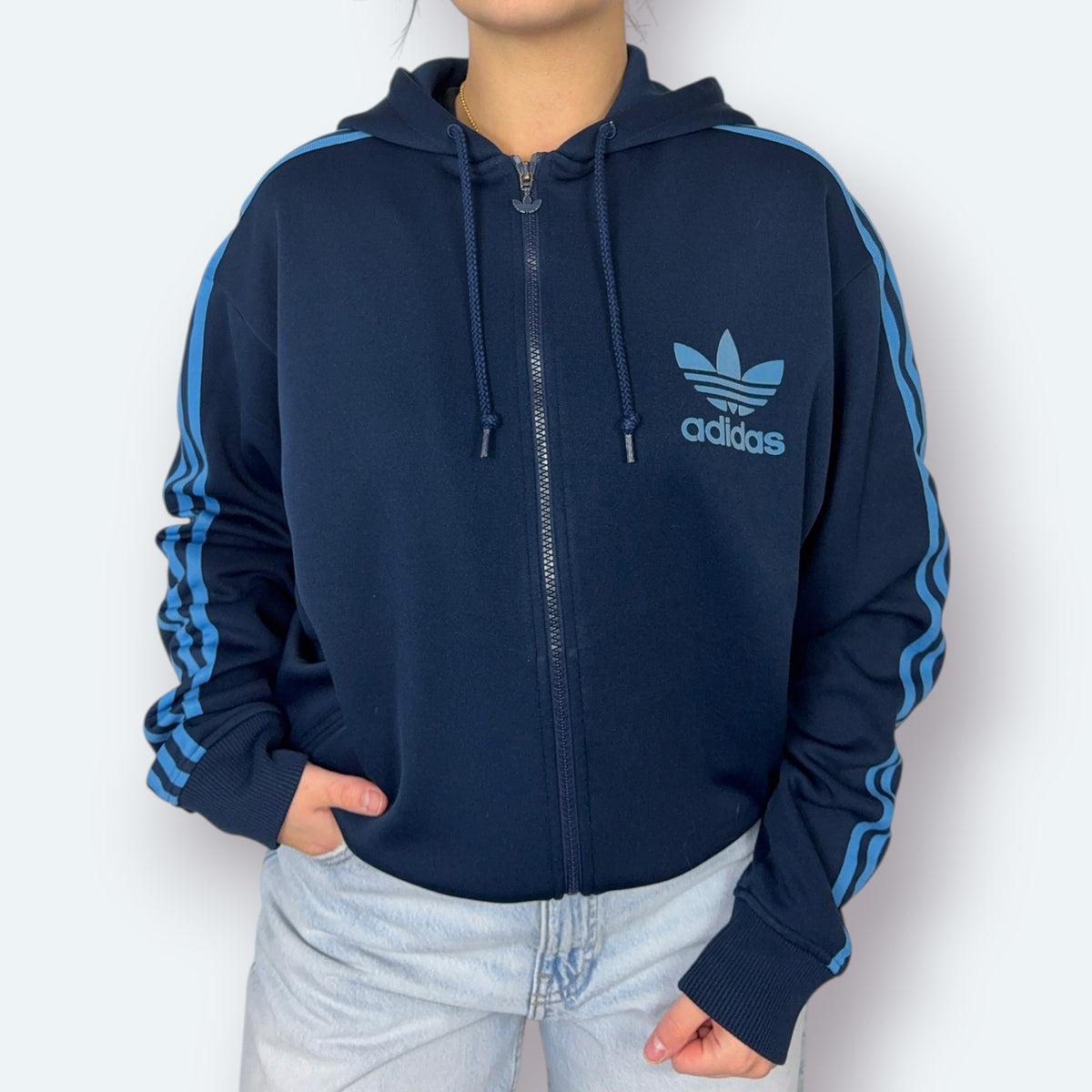 Adidas Retro Trainingsjacke 2010s Dunkelblau L - Vinverse