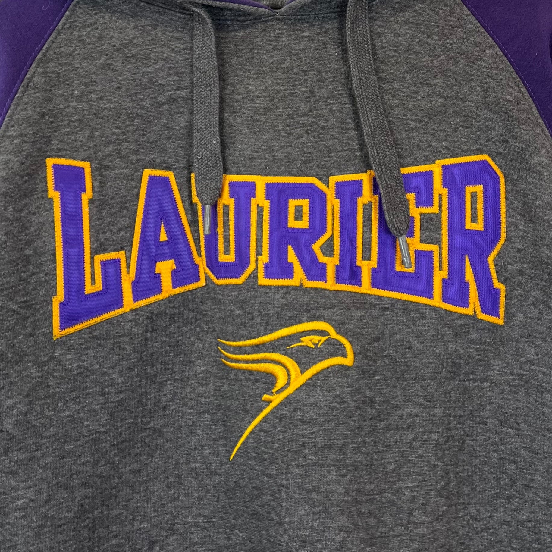 Embroidered Football Hoodie Wilfrid Laurier Golden Hawks S - Vinverse
