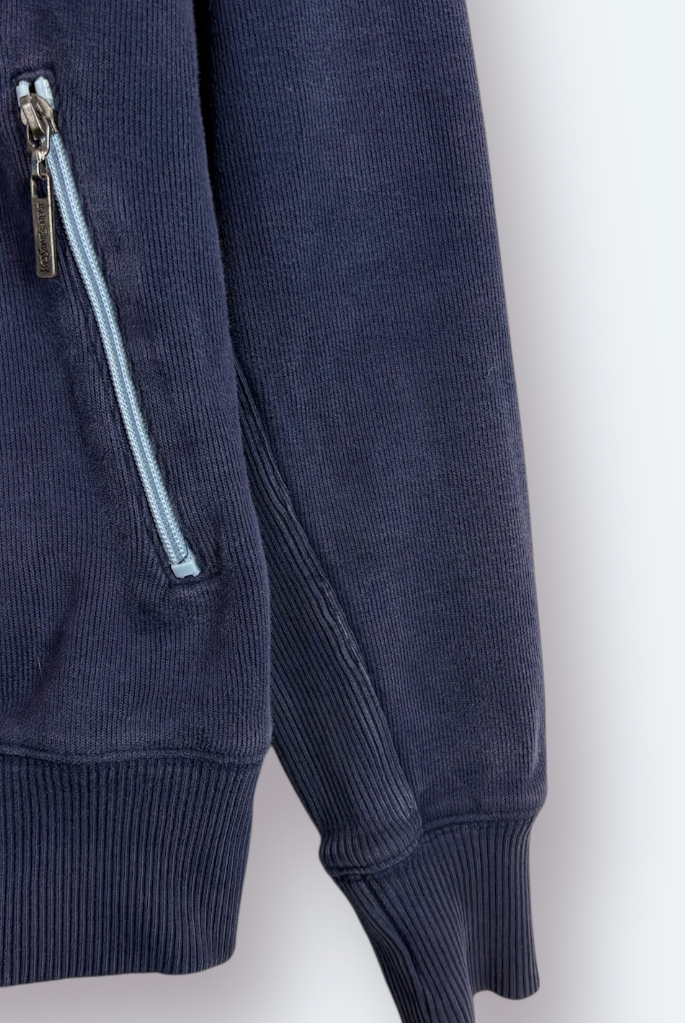 Yves Saint Laurent Vintage Zip Hoodie Marineblau S - Vinverse