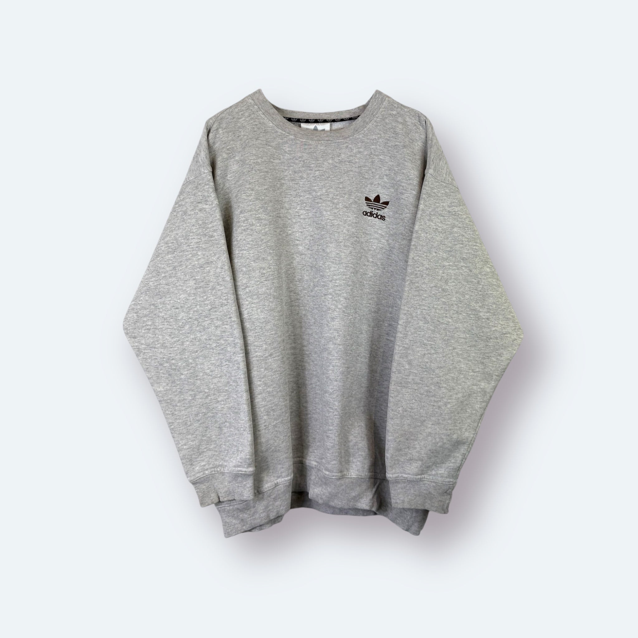 Adidas 90s Vintage Trefoil Sweater Grau M - Vinverse