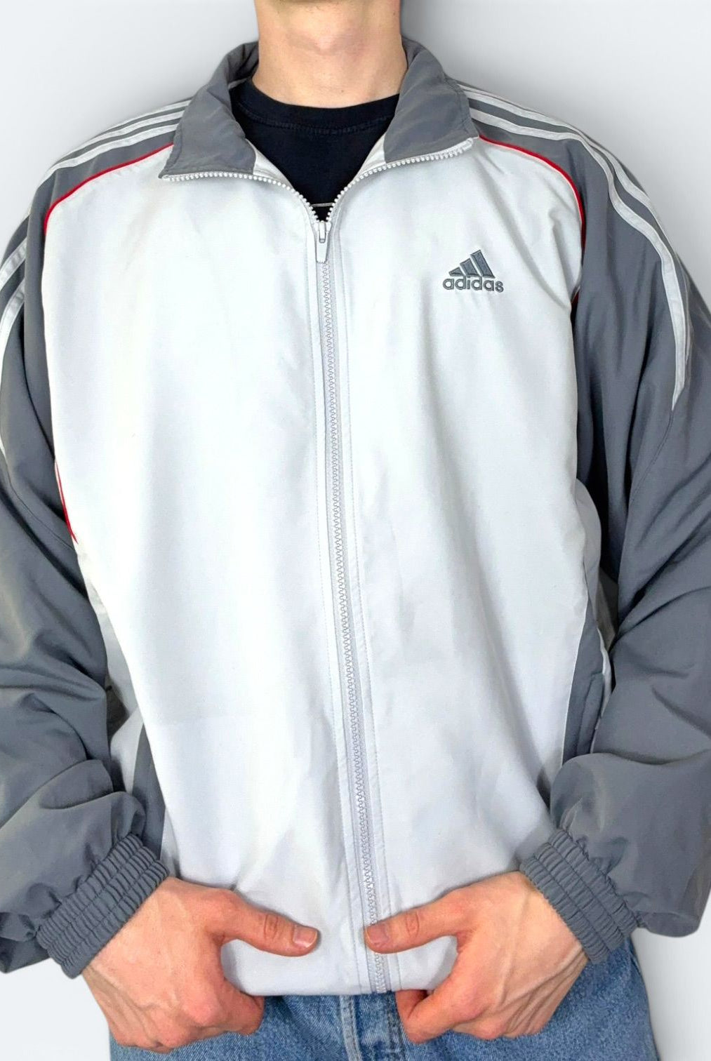 Adidas Vintage Trainingsjacke Grau Rot XL - Vinverse