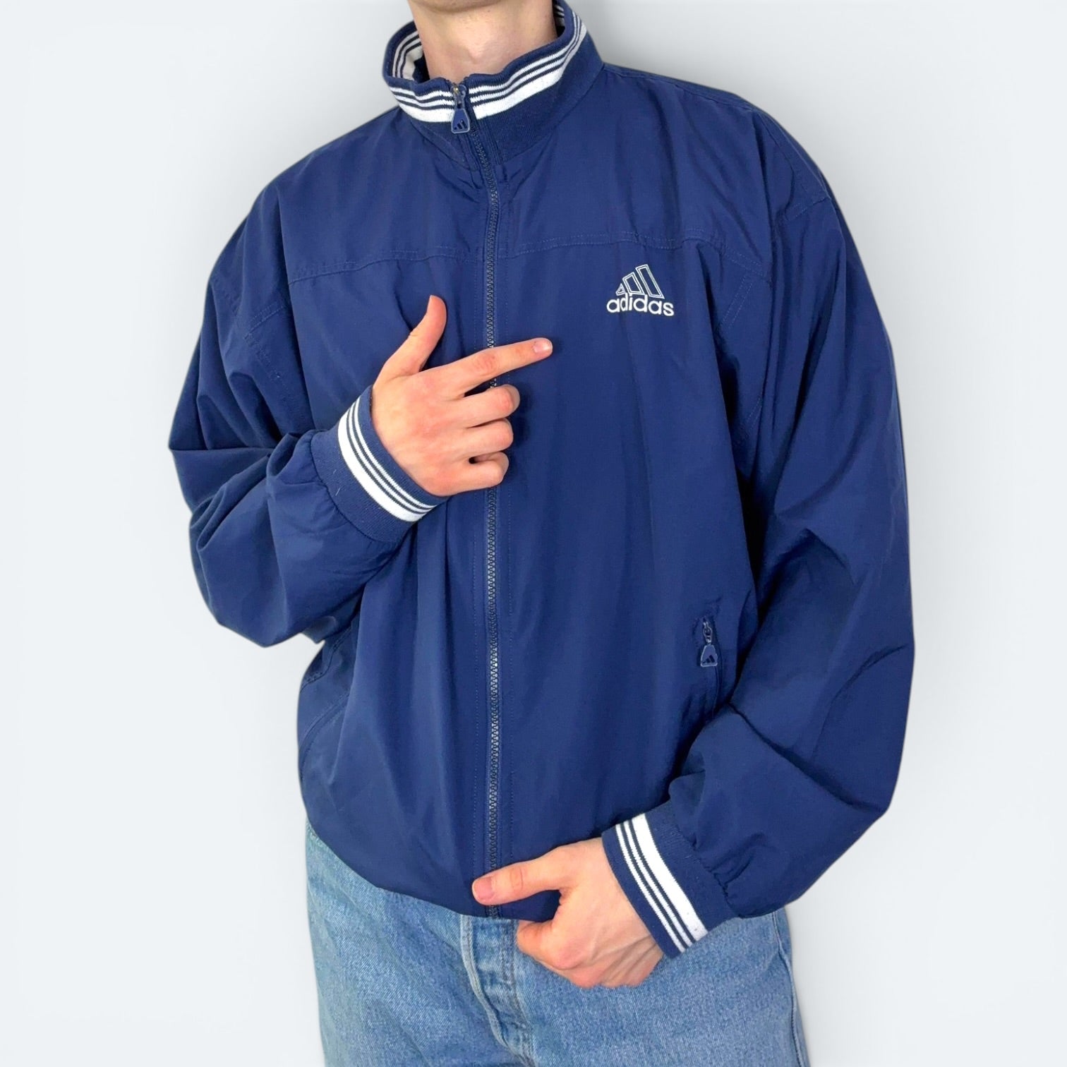Adidas Vintage Trainingsjacke Blau L - Vinverse
