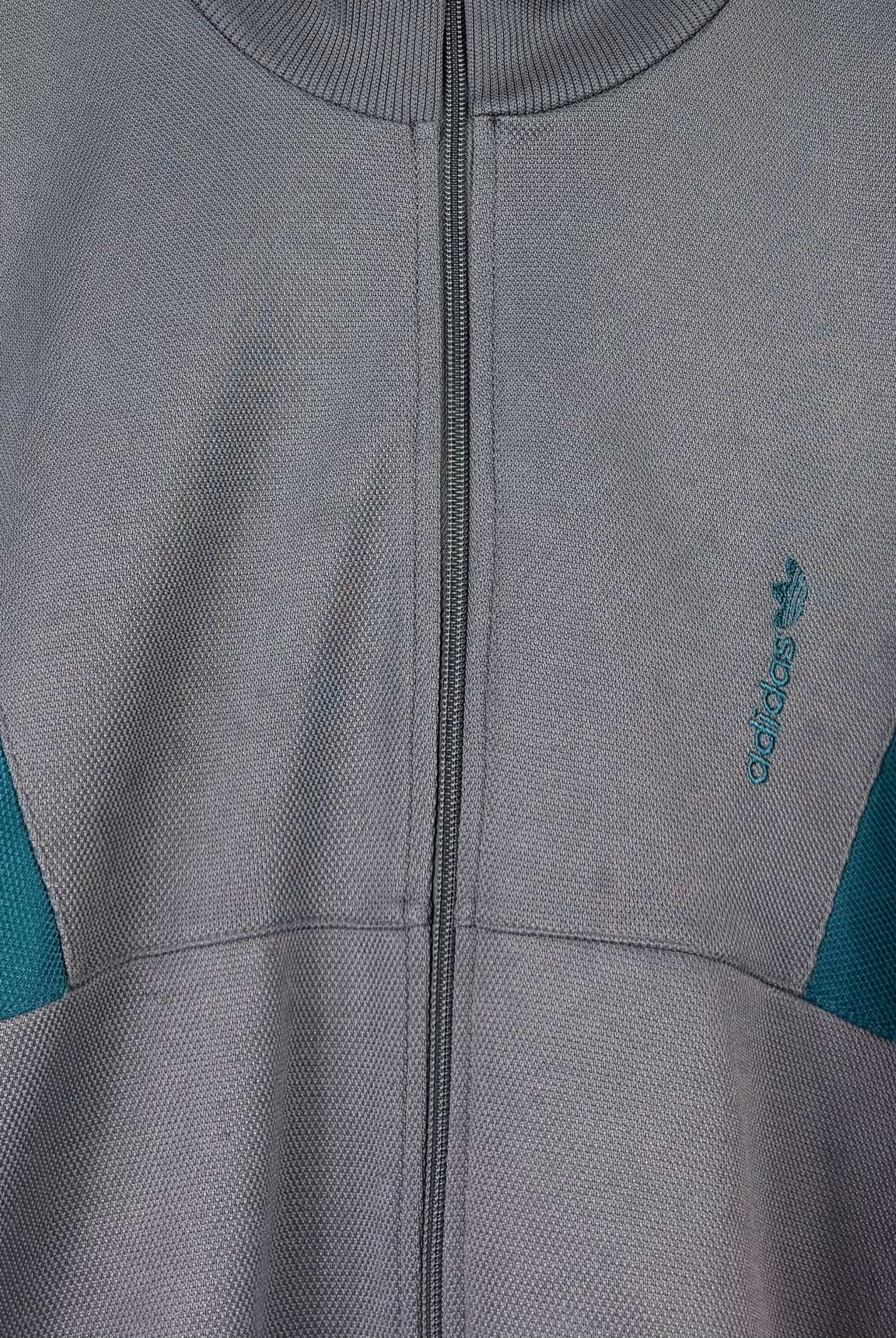 Adidas 80s Vintage Trainingsjacke Grau Türkis XL - Vinverse