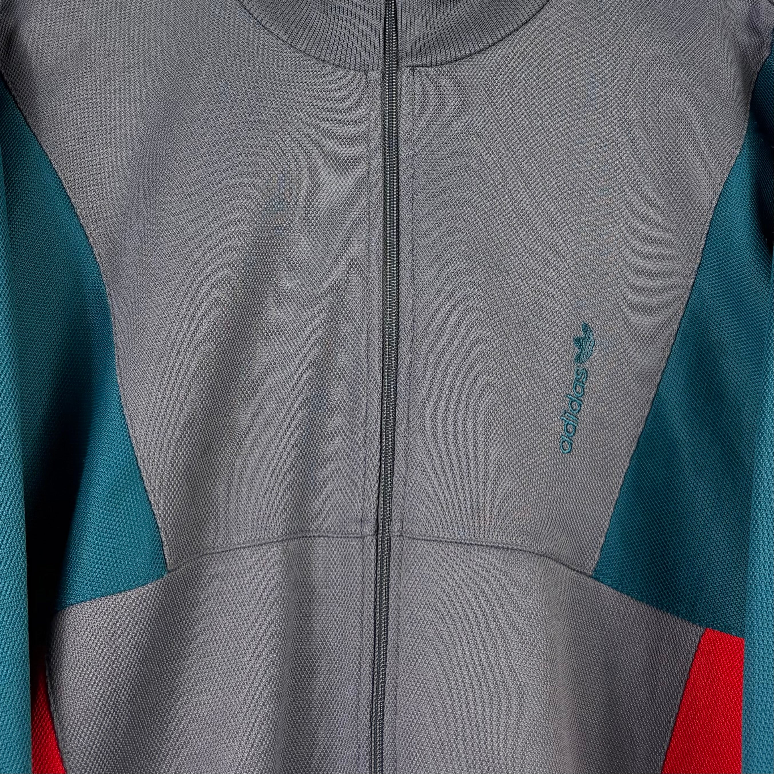 Adidas 80s Vintage Trainingsjacke Grau Türkis XL - Vinverse