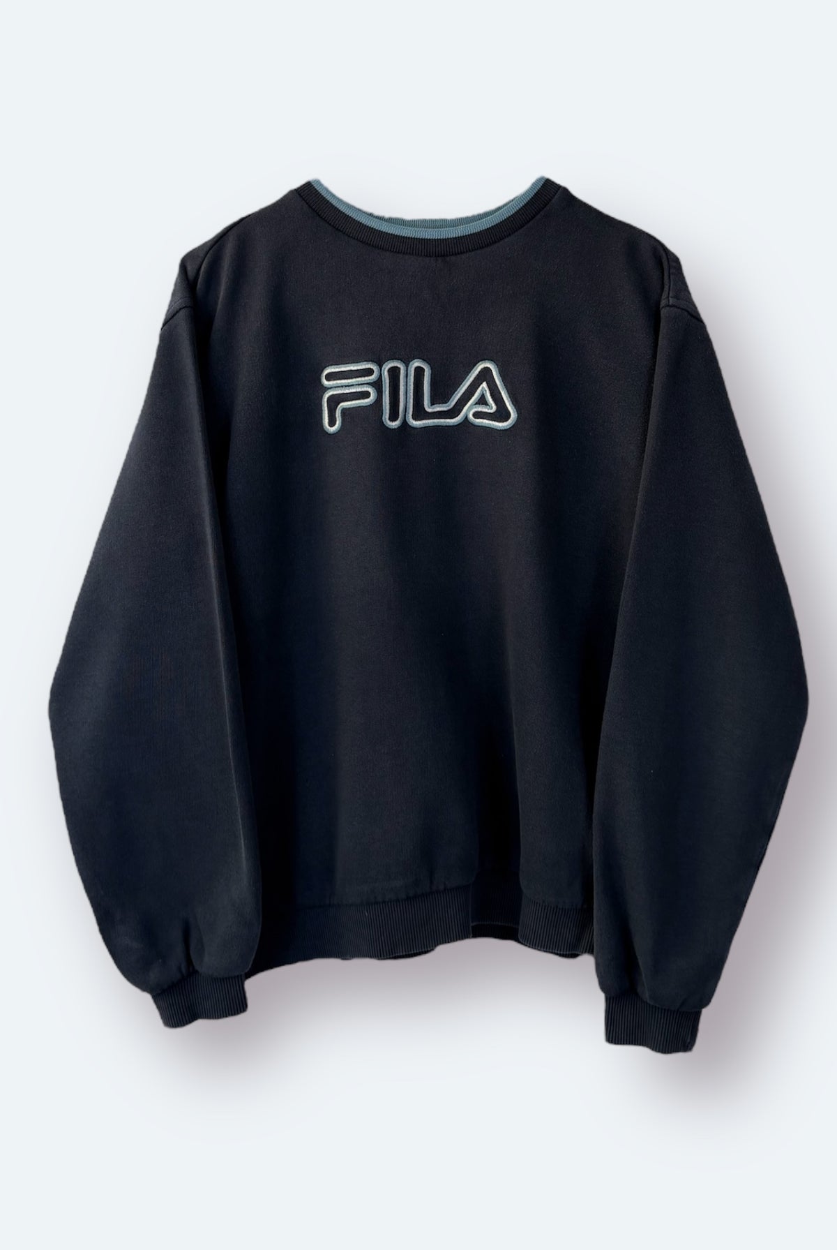 Fila 90er Vintage Sweater bestickt Marineblau S - Vinverse