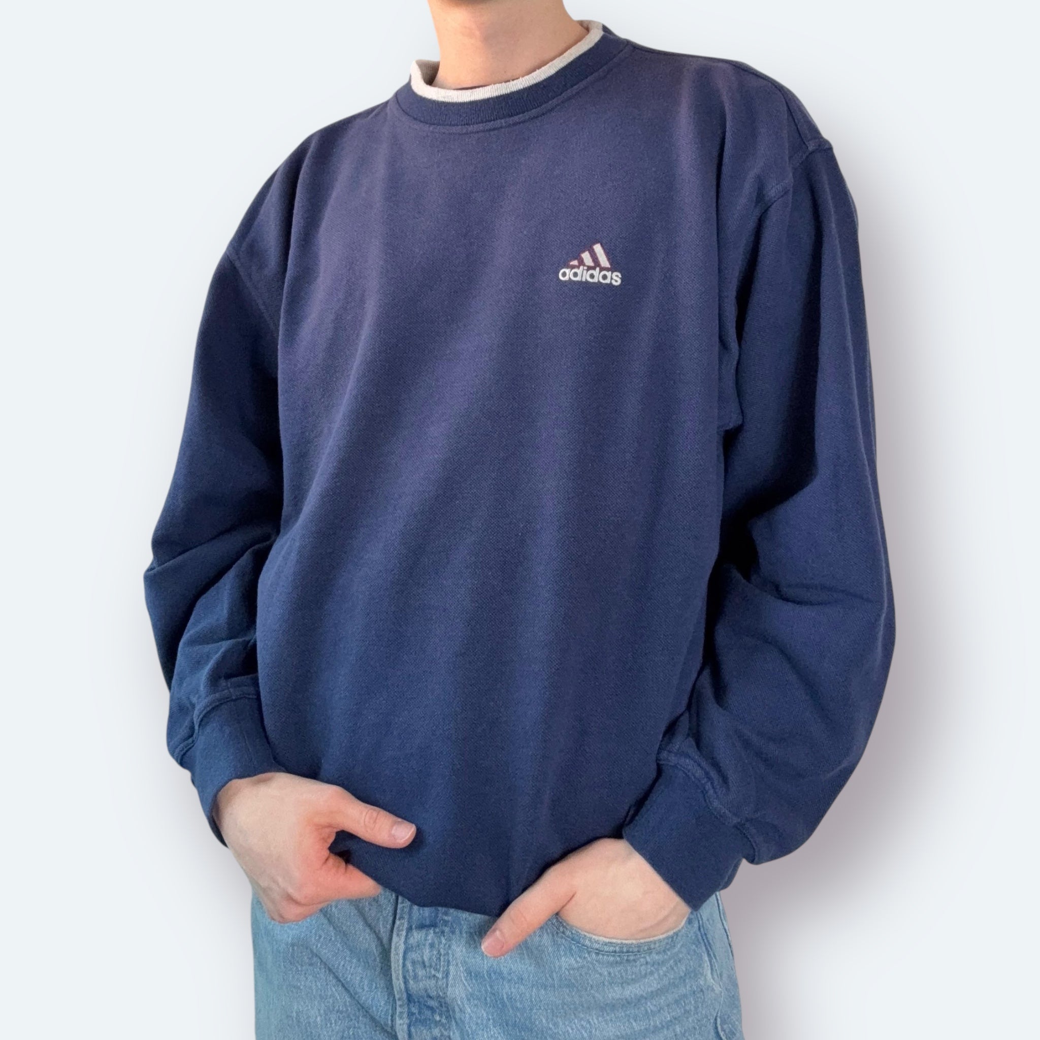 Adidas 1999 Vintage Sweater Marineblau M - Vinverse