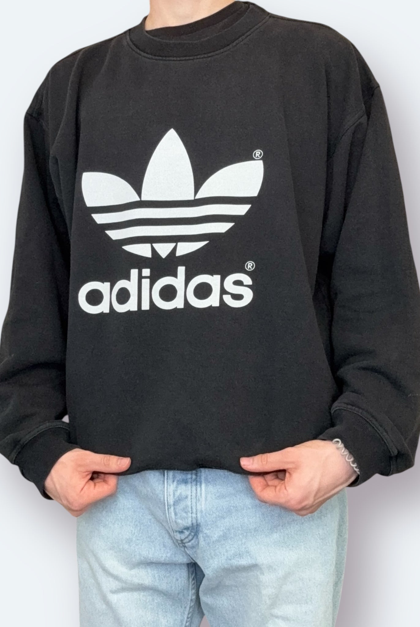Adidas 80er Vintage Print Sweater Schwarz XL - Vinverse