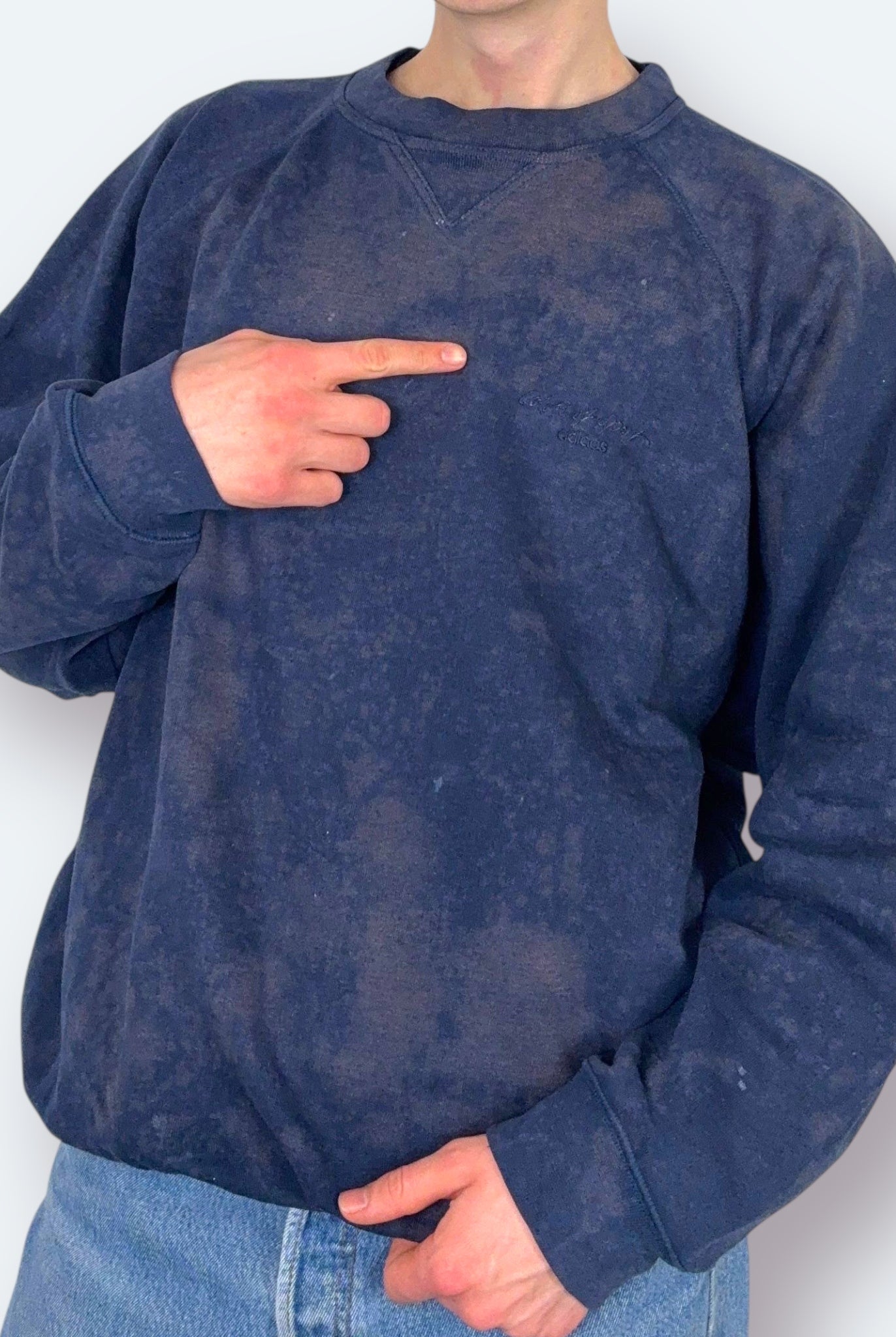 Adidas Colors of Sports 90s Vintage Sweater Re:Bleach Blau L - Vinverse
