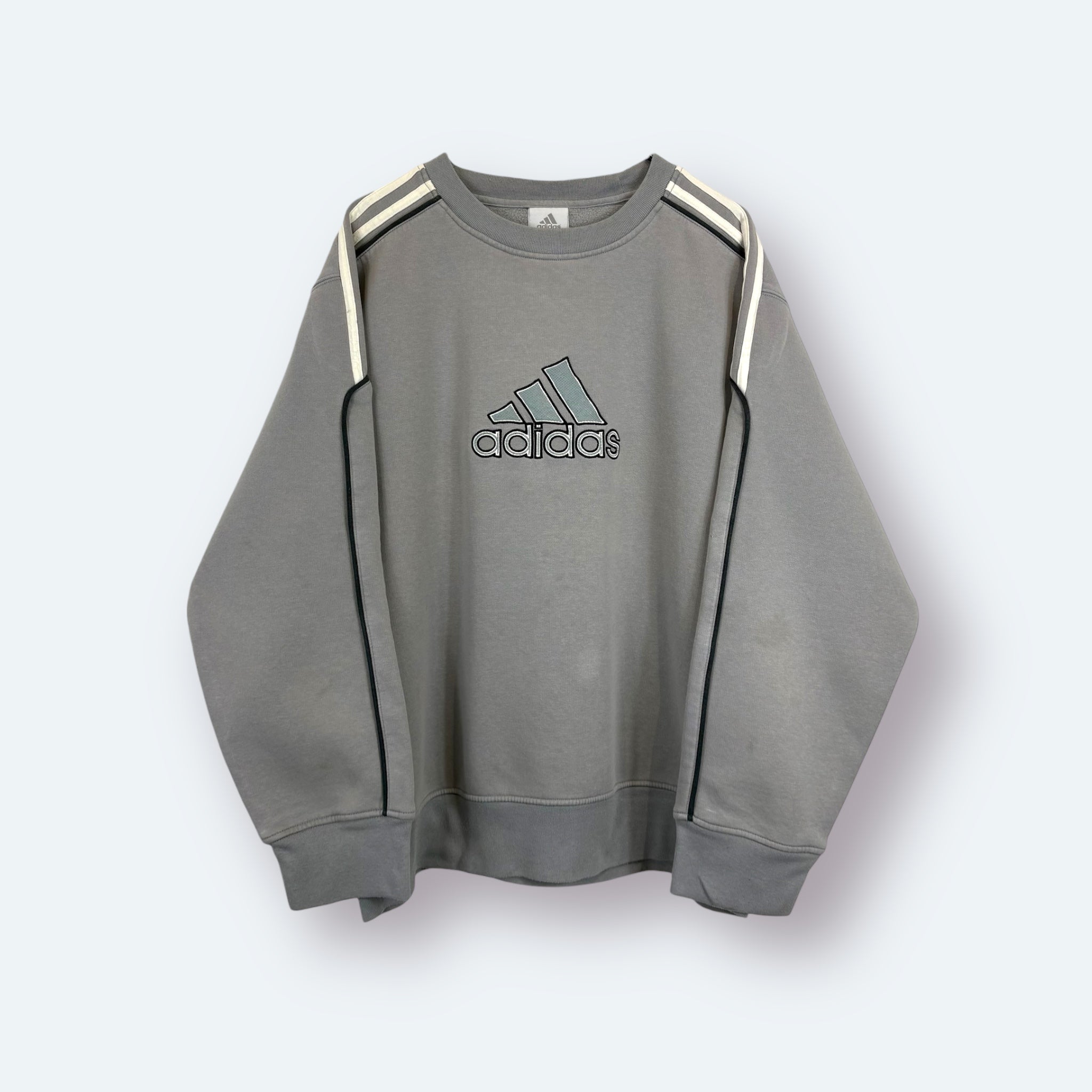 Adidas 2002 Y2K Big Logo Sweater Grau L - Vinverse