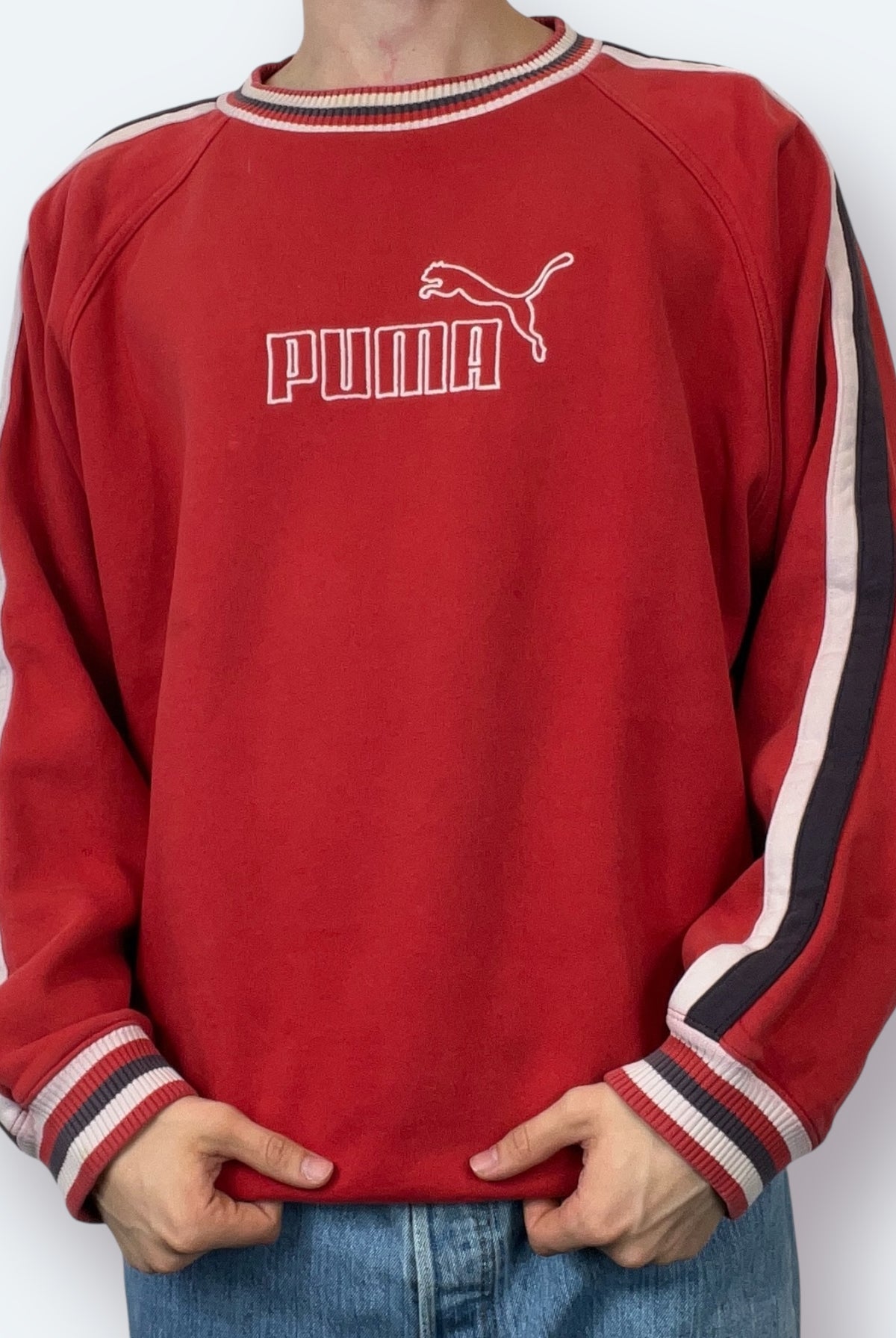 Puma Vintage Sweater Rot 90s Sticklogo Unisex Pullover XL - Vinverse
