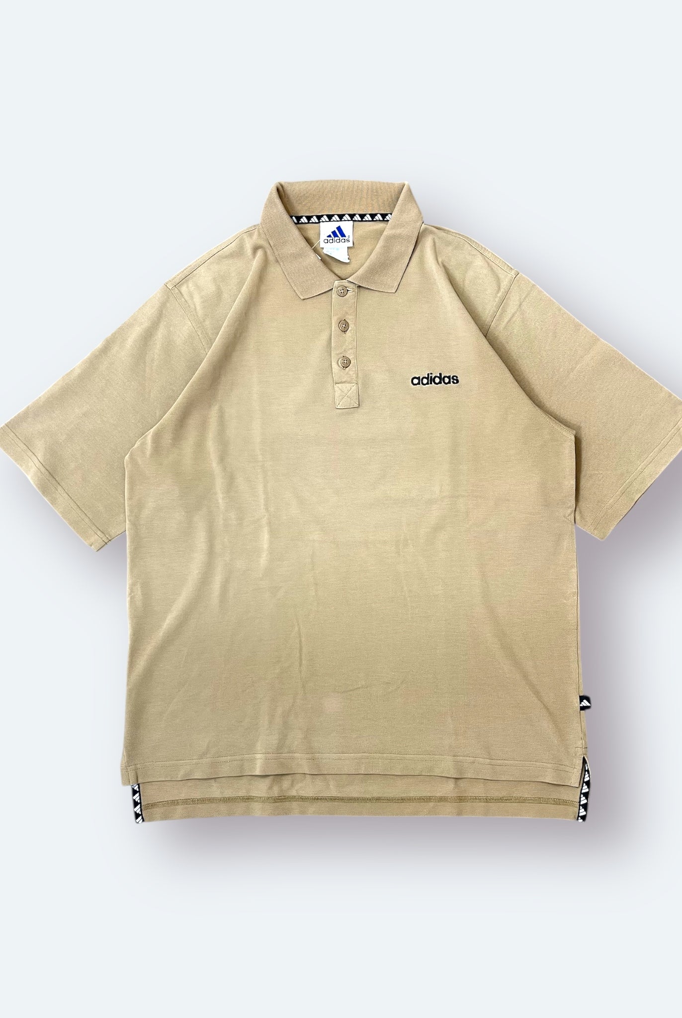 Adidas 2000er Polo Shirt bestickt Beige L - Vinverse