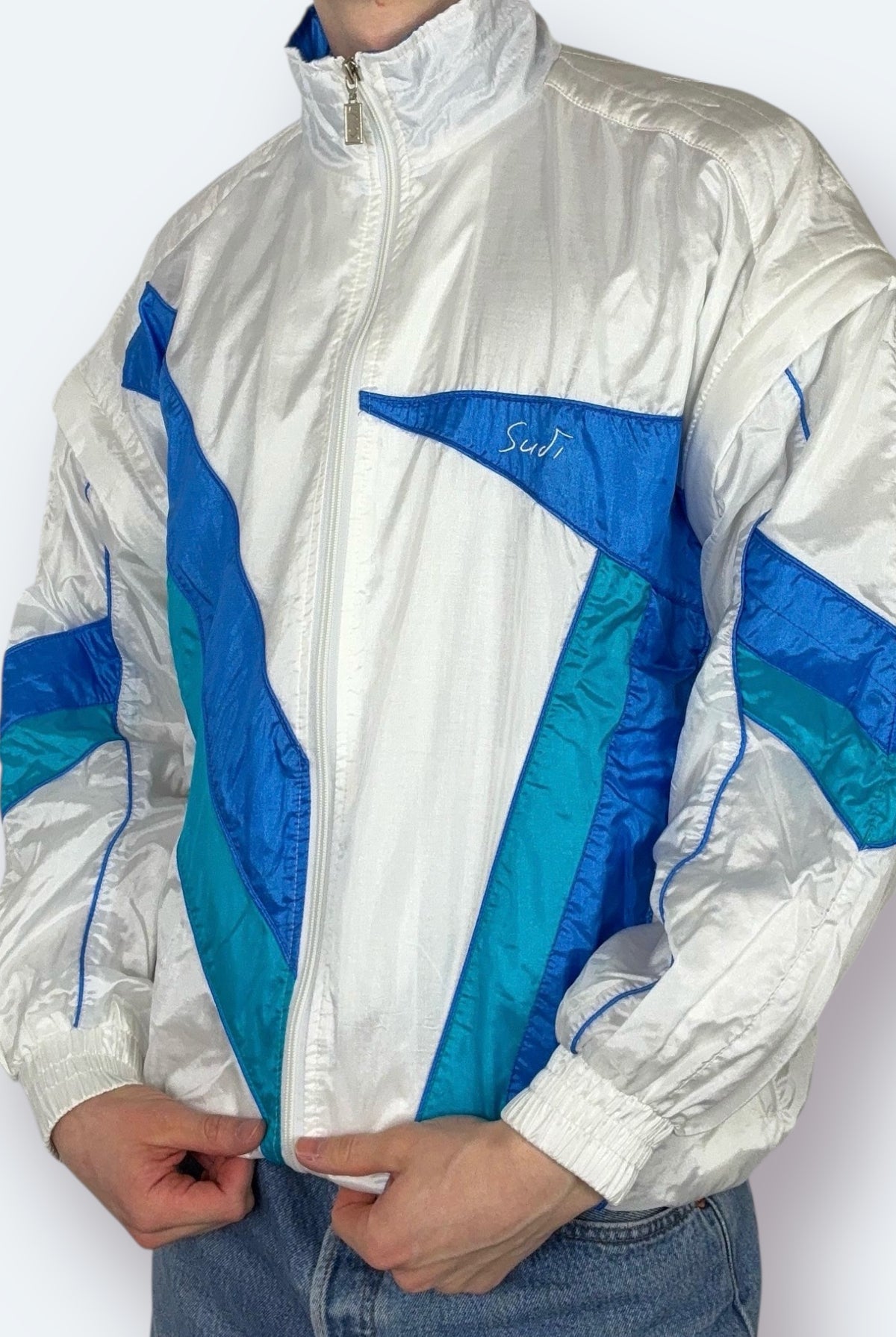 Sudi Vintage Trainingsjacke Weiß Blau M - Vinverse
