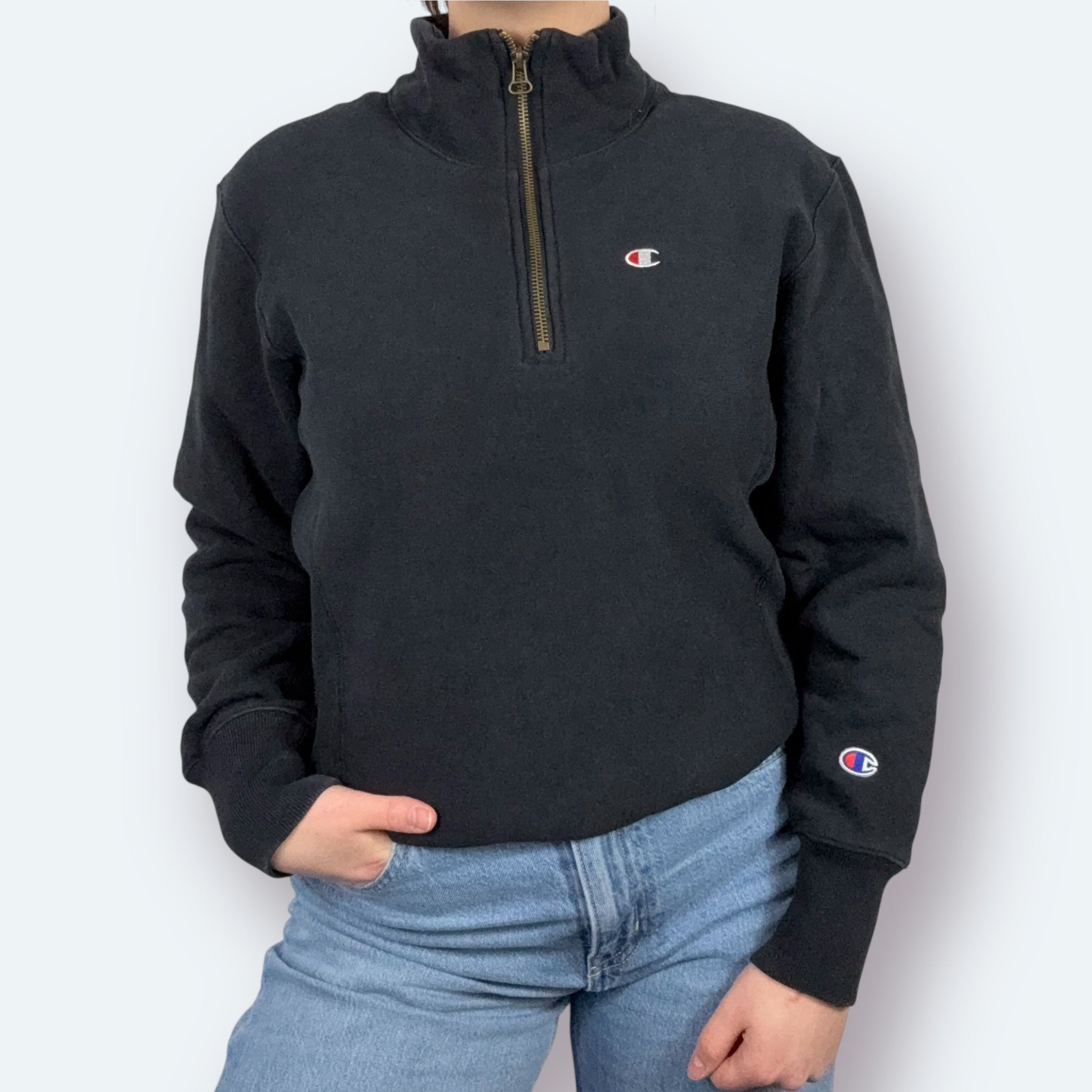 Champion Half Zip Sweater Schwarz S - Vinverse