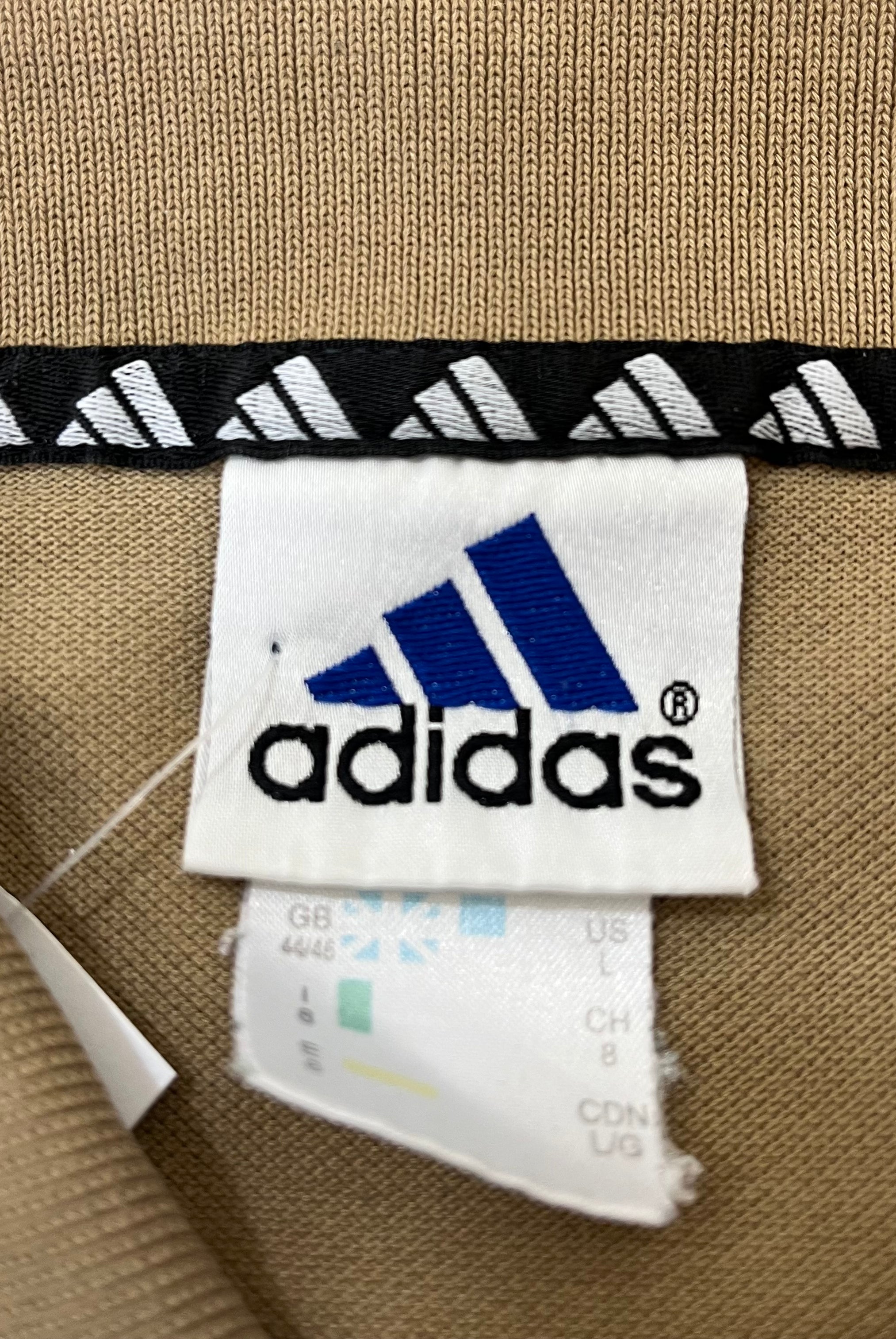 Adidas 2000er Polo Shirt bestickt Beige L - Vinverse