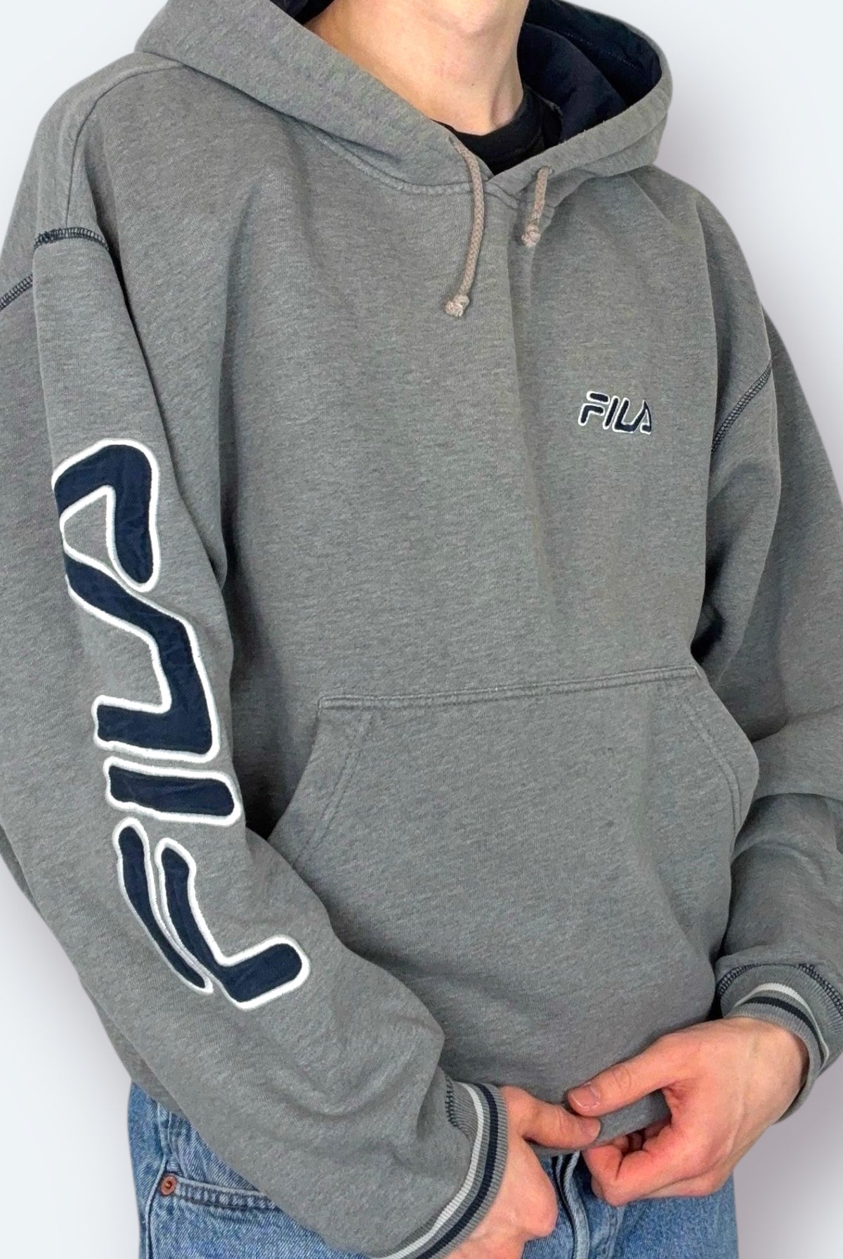 Fila Hoodie Ärmelstick Grau XL - Vinverse