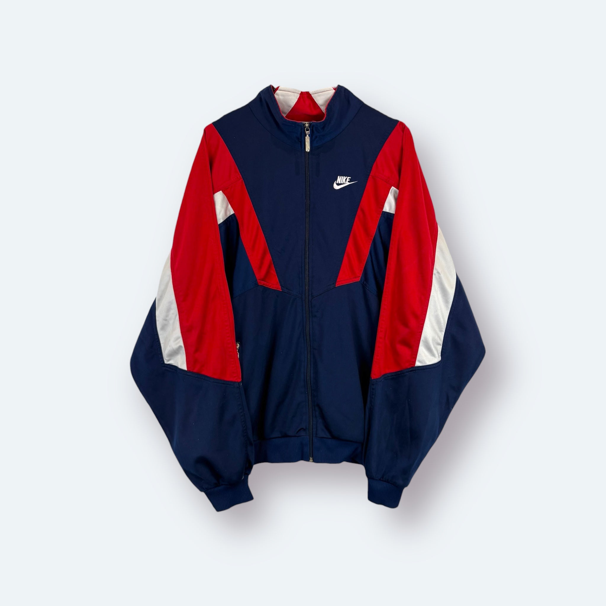 Nike 90s Vintage Trainingsjacke Marineblau Rot L - Vinverse
