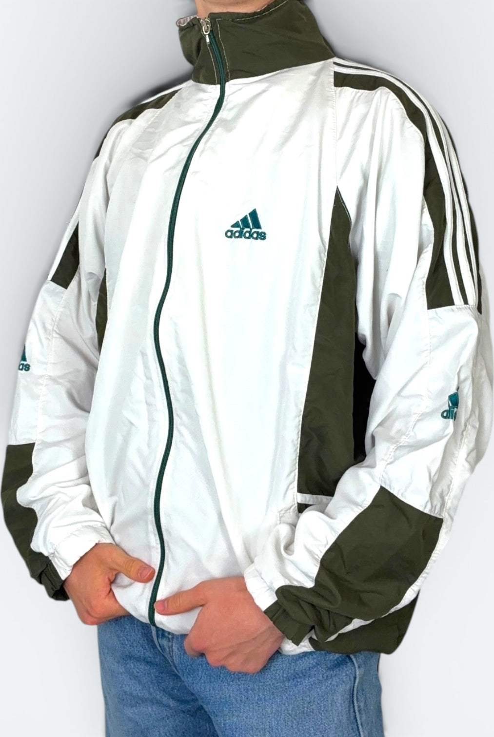 Adidas Vintage Trainingsjacke 90s Weiß XL (FLECK?) - Vinverse