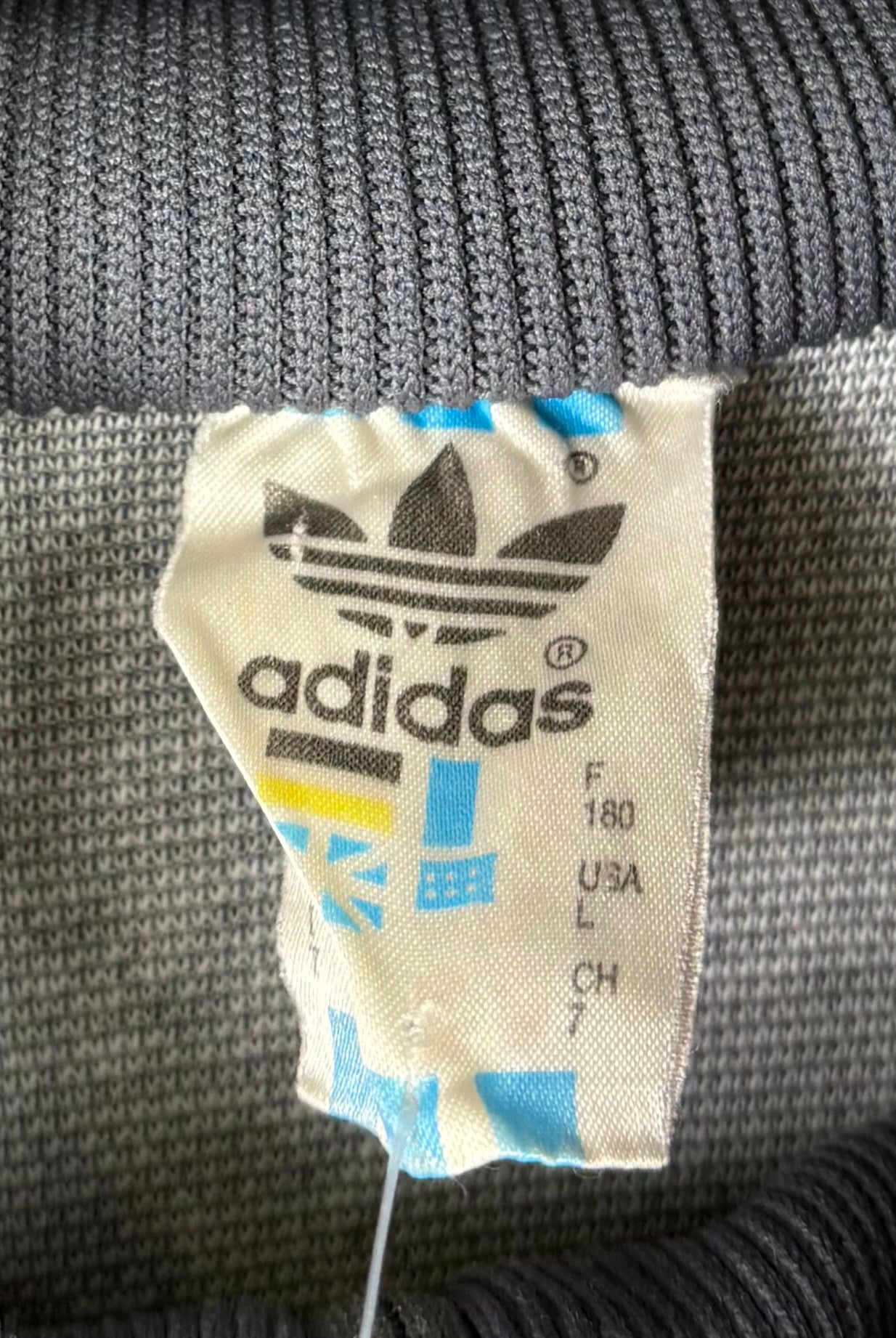 Adidas 80s Vintage Trainingsjacke Grau Türkis XL - Vinverse