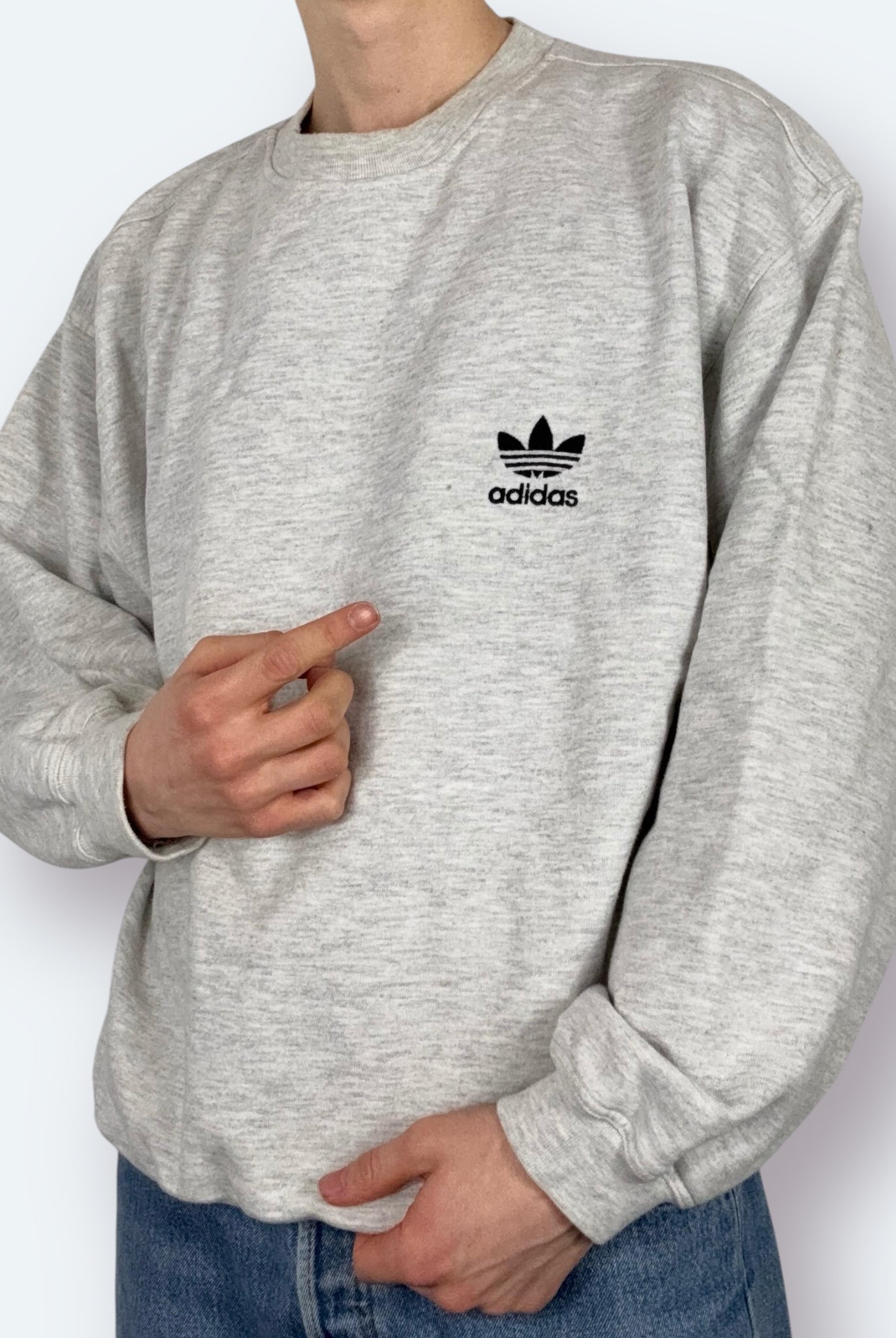 Adidas 90s Vintage Sweater Grau L - Vinverse