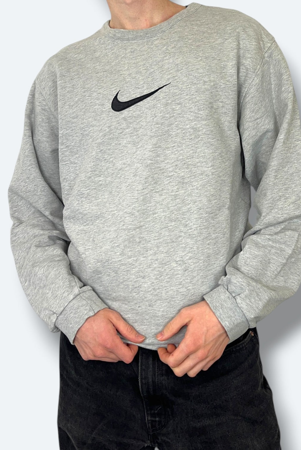 Nike Vintage Sweater 90s Center Swoosh Grau M - Vinverse