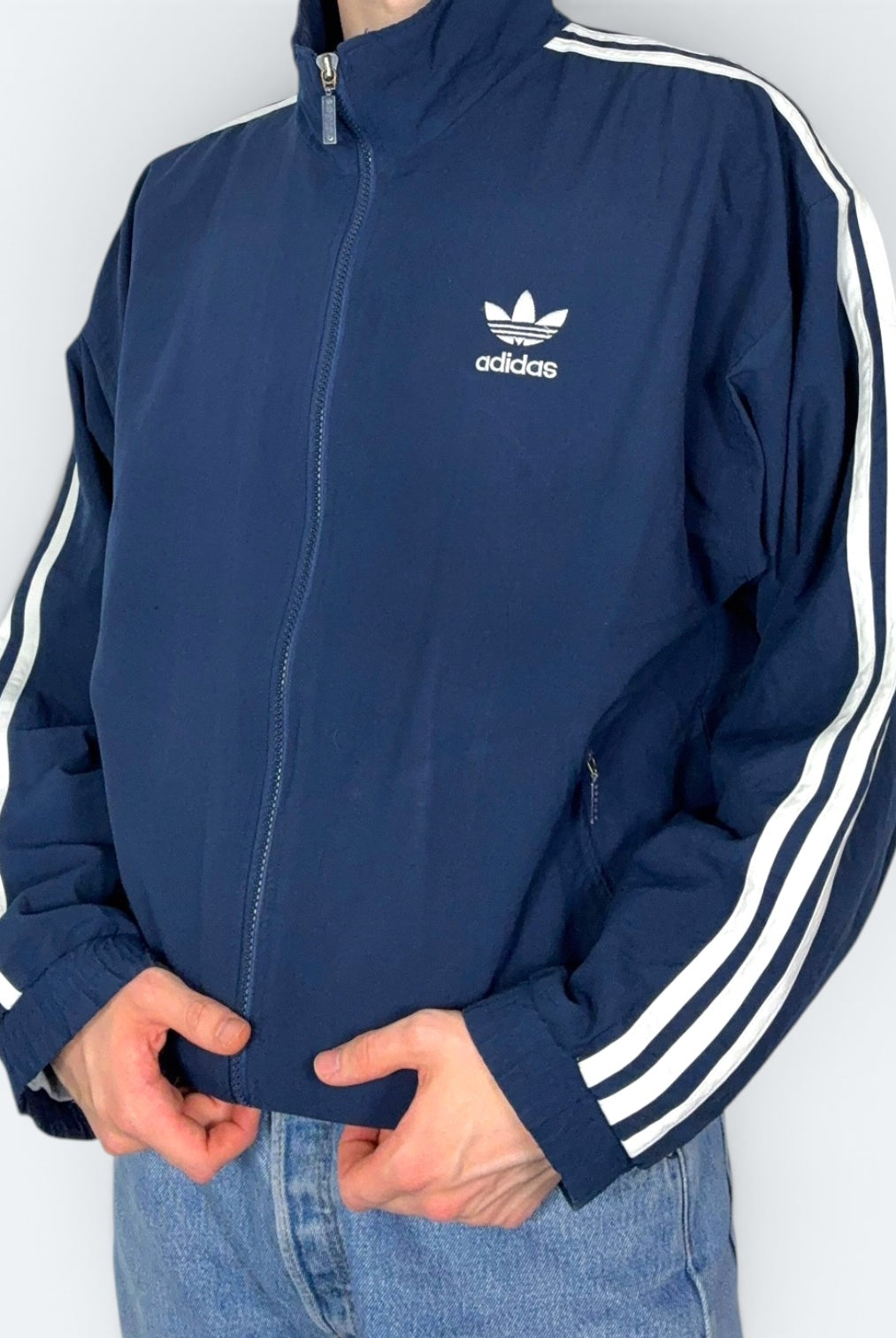Adidas Vintage Trainingsjacke 80s Marineblau L - Vinverse