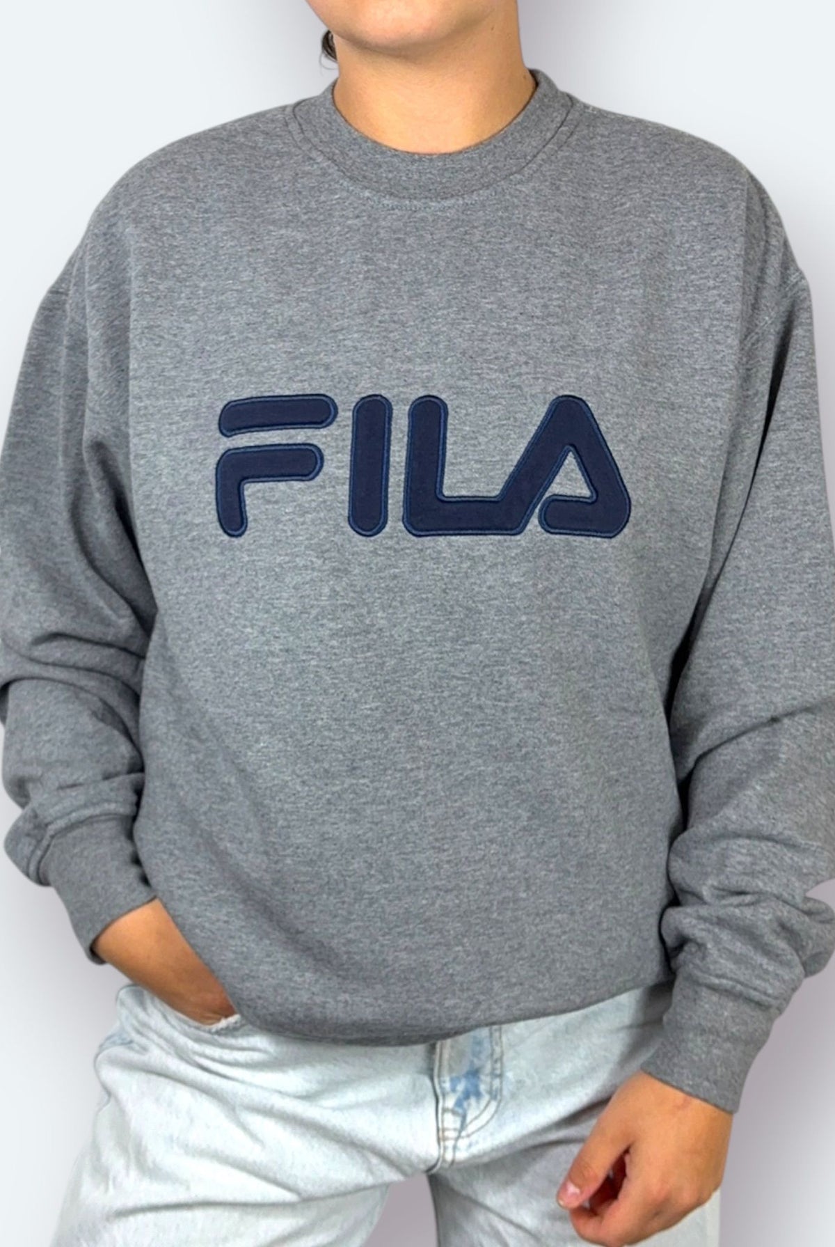 Fila Retro Sweater Big Logo Stick Grau M - Vinverse