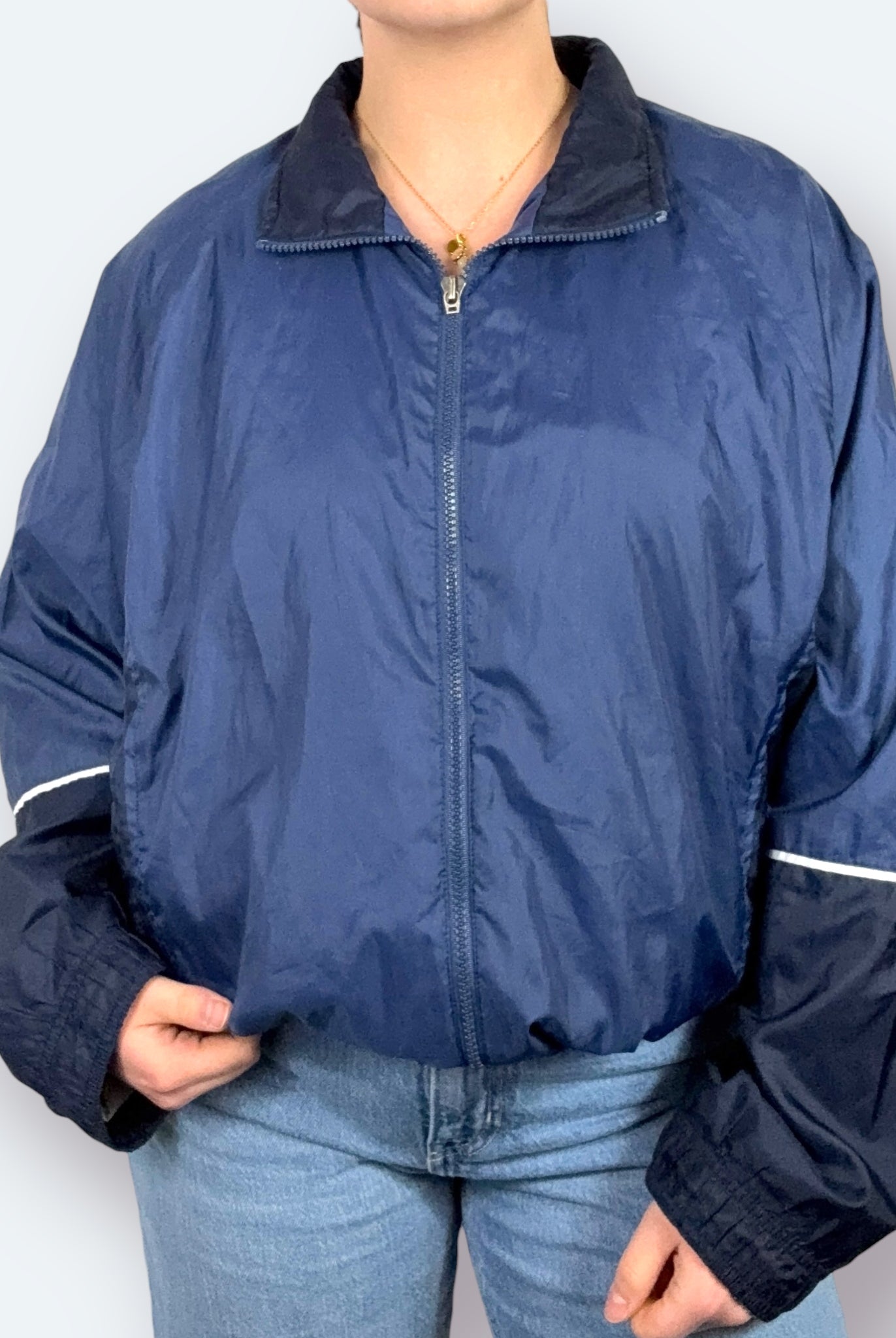 Nike 90s Vintage Trainingsjacke Marineblau M - Vinverse