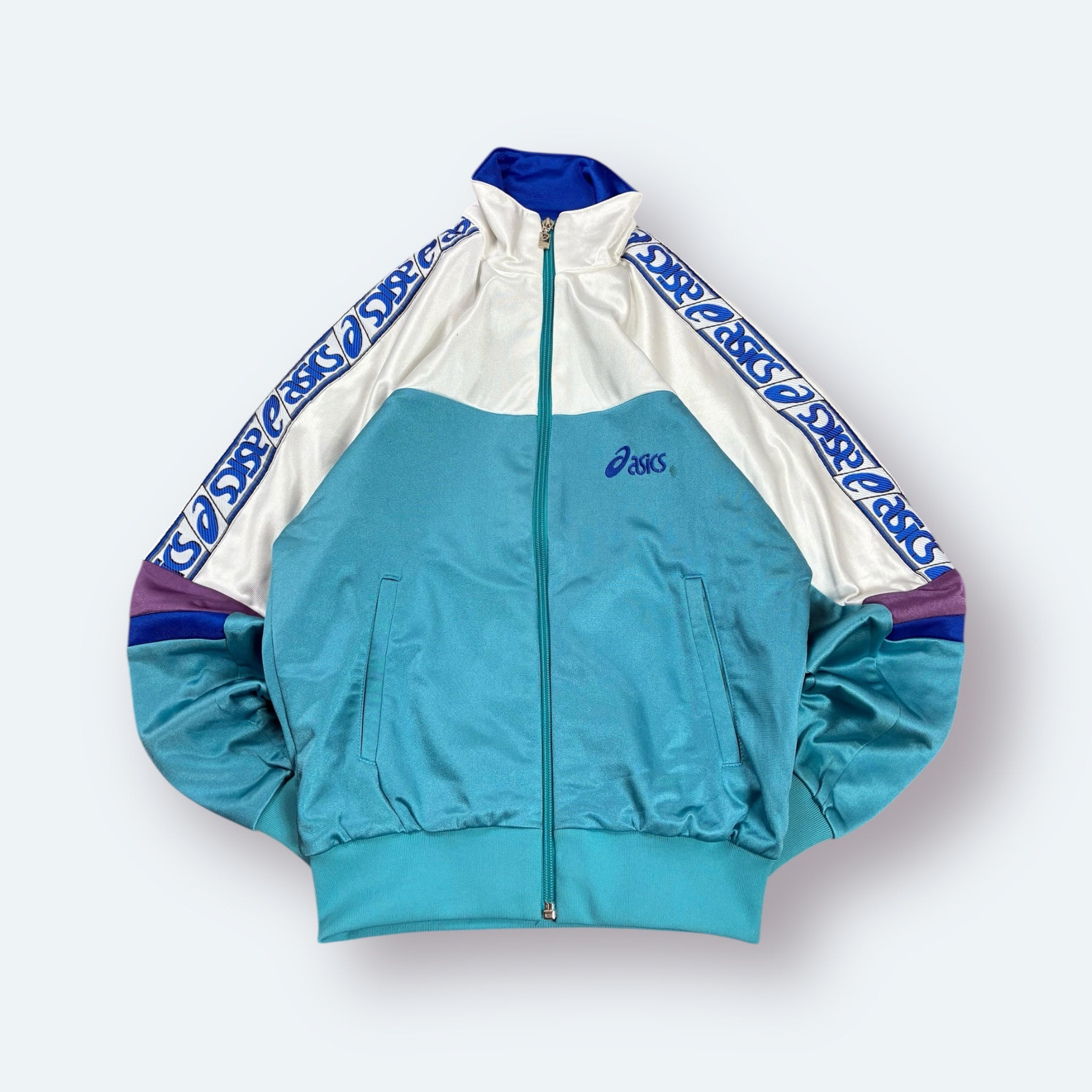 Ascis 90s Vintage Trainingsjacke Türkis Weiß XS - Vinverse