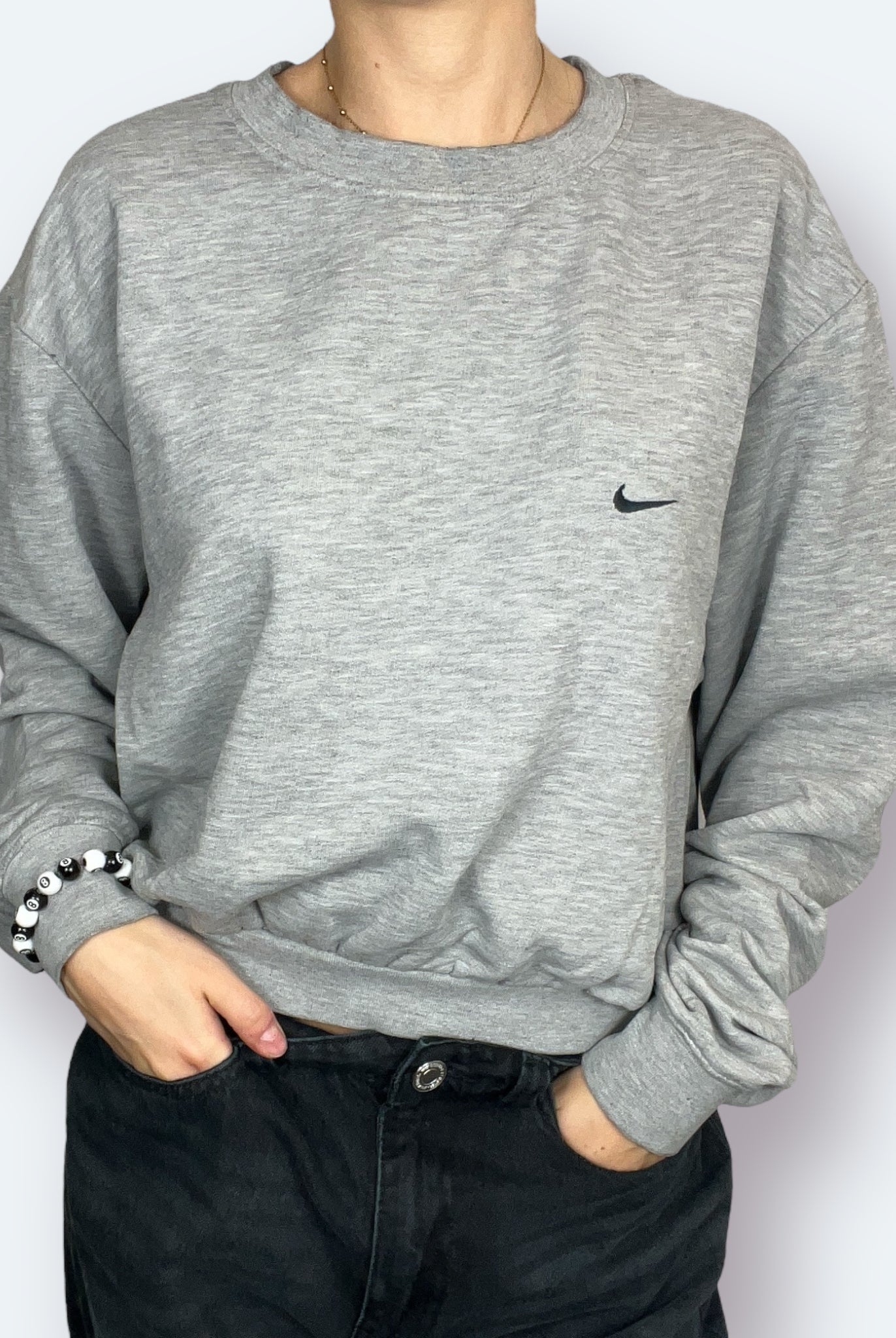 Nike 2000er Vintage Sweater Grau Cropped Damen M - Vinverse