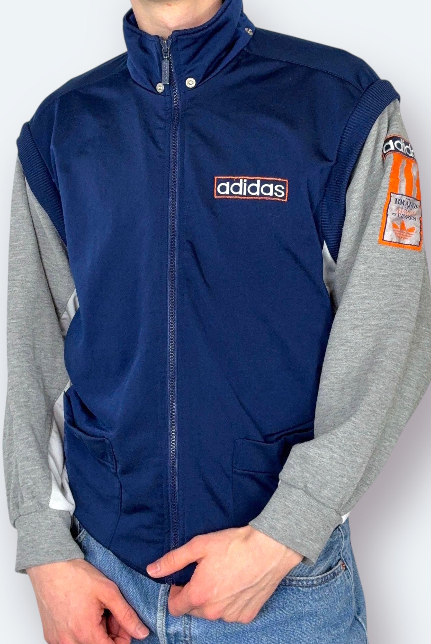 Adidas 90s Vintage Trainingsjacke Blau Grau L - Vinverse