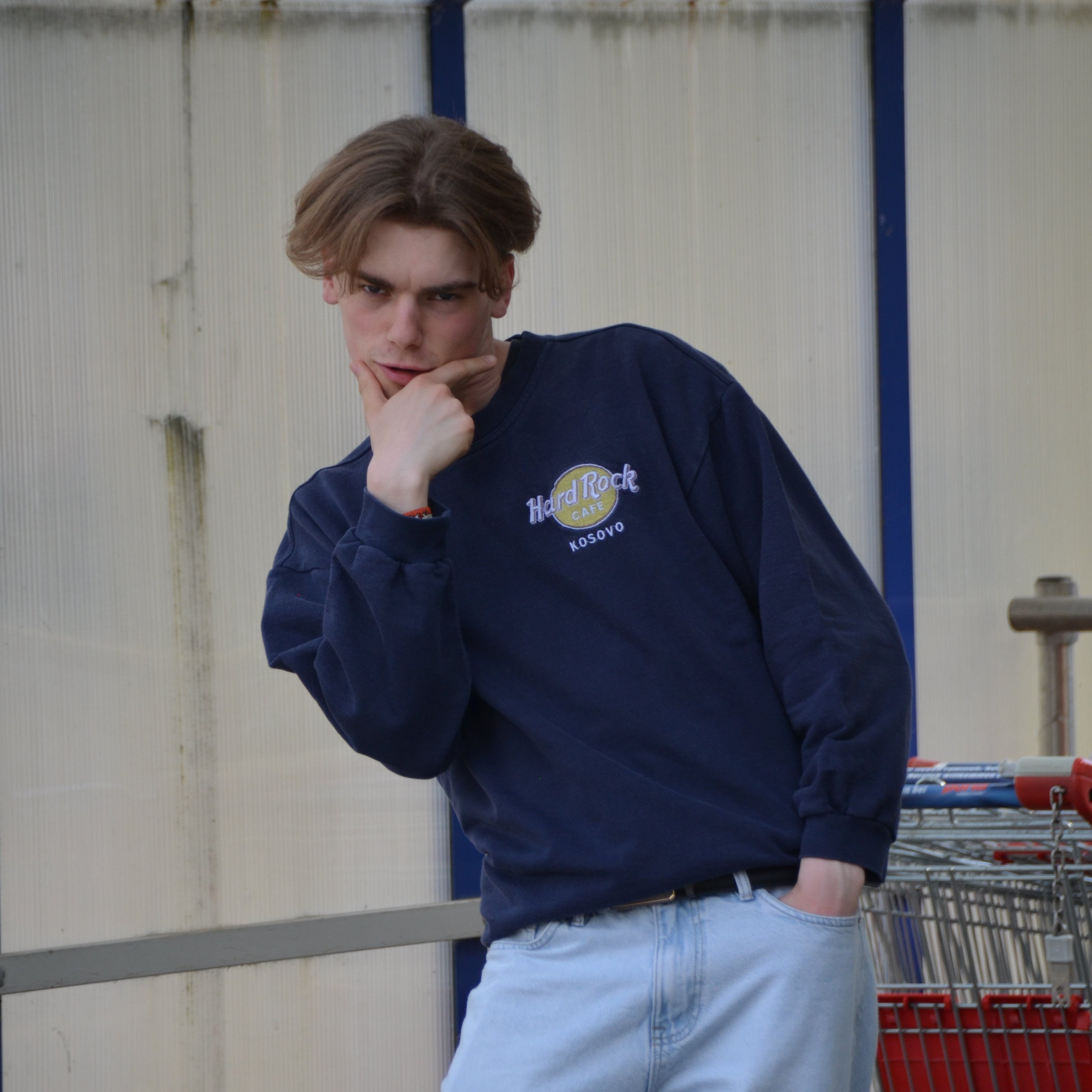 Hard Rock Kosovo Sweater Sticklogo Blau Vintage