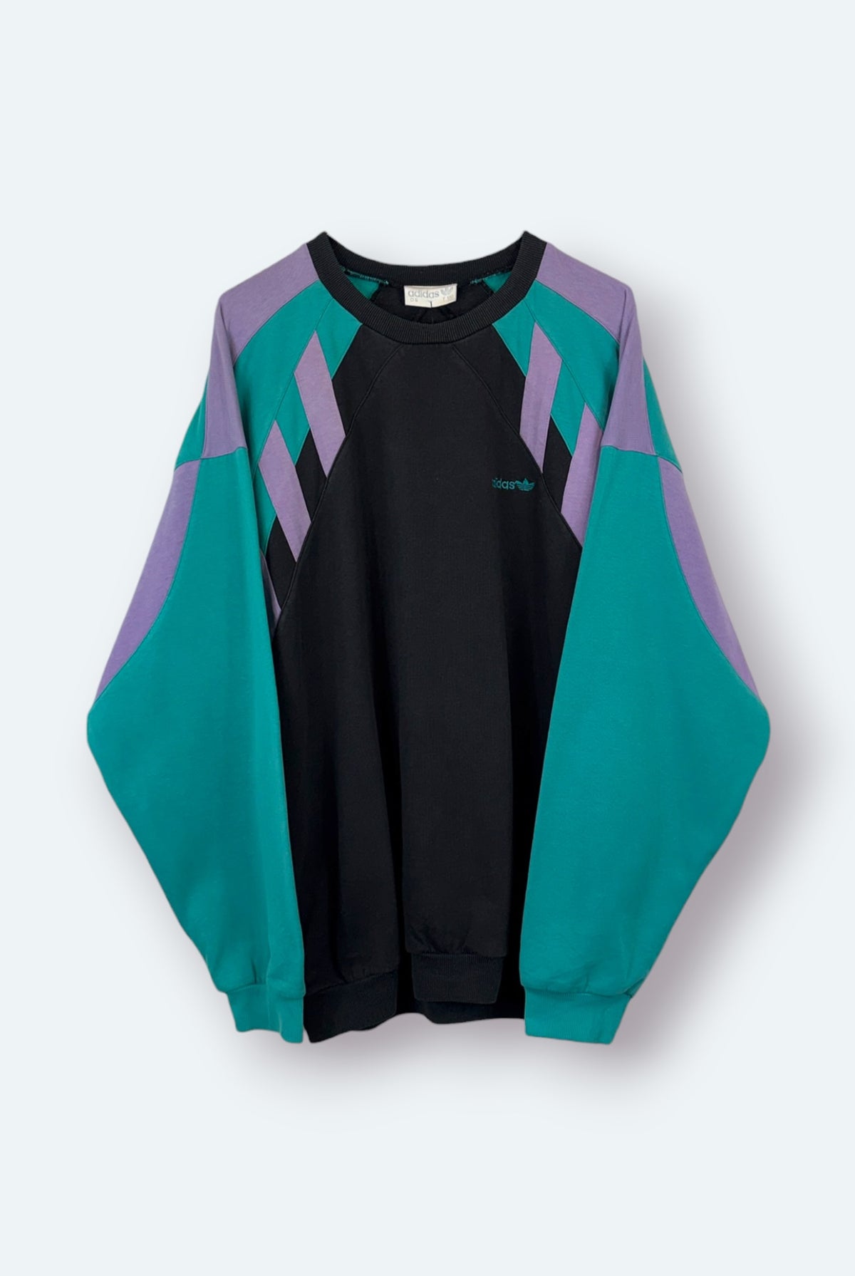 Adidas Vintage Sweater Geometric Colorblock Schwarz M