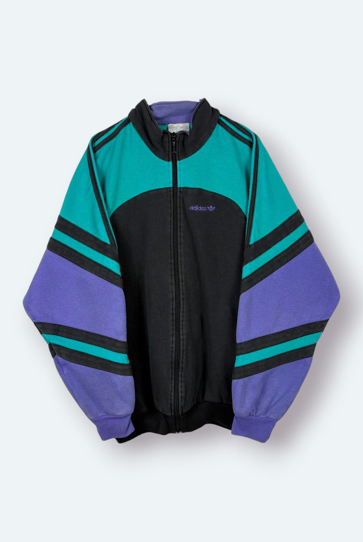 Adidas Vintage Sweatjacke Schwarz Türkis Lila M