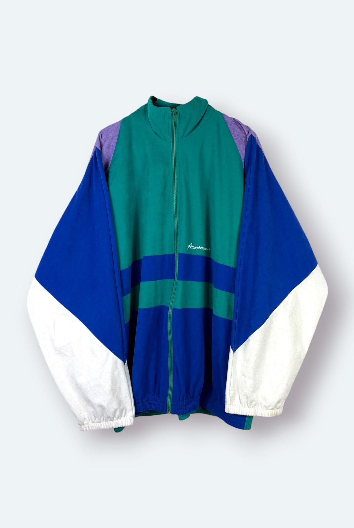 American Place Vintage Samt Trainingsjacke Colorblock Grün XL