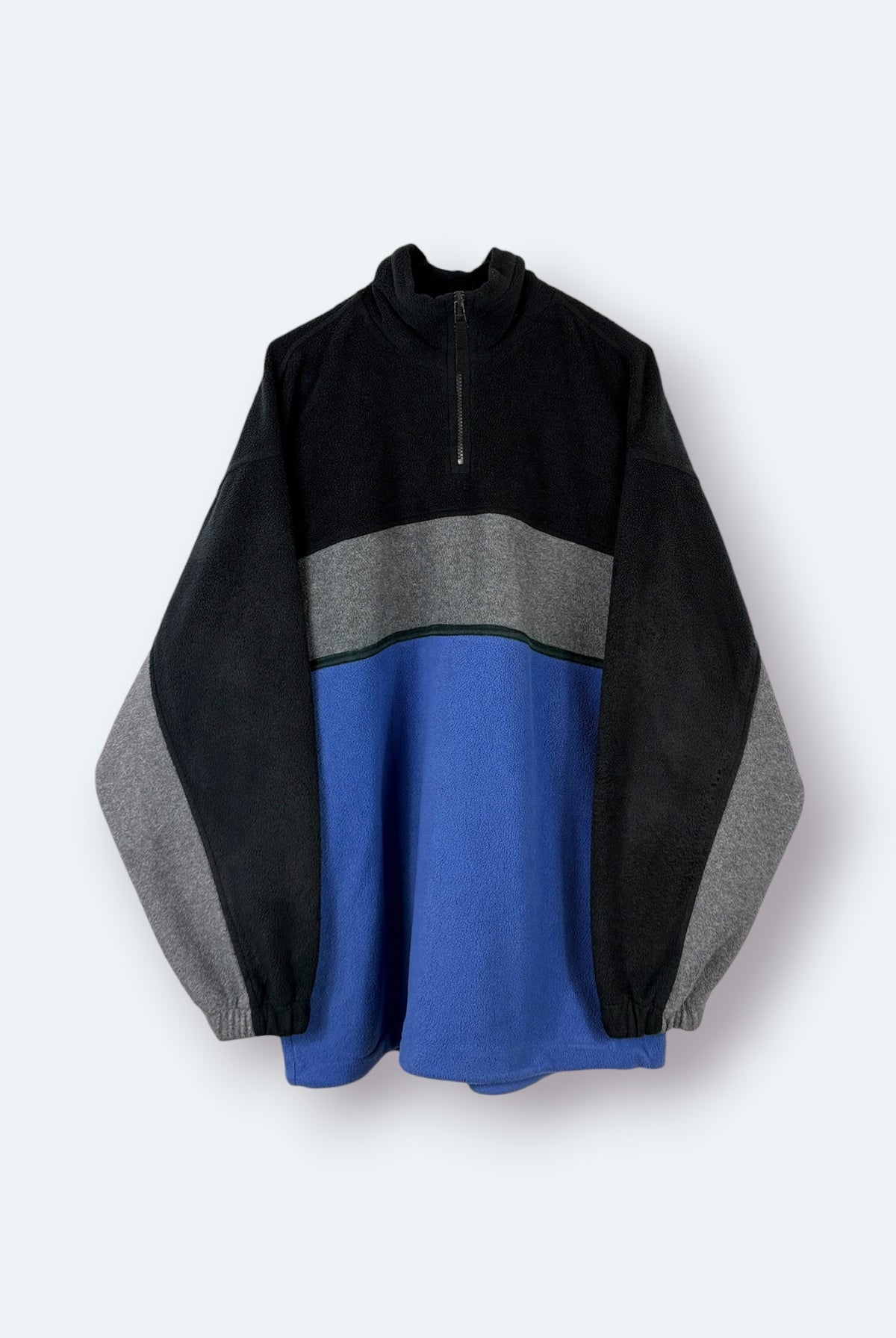 Canda Vintage Fleece Half Zip Colorblock Blau/Schwarz L
