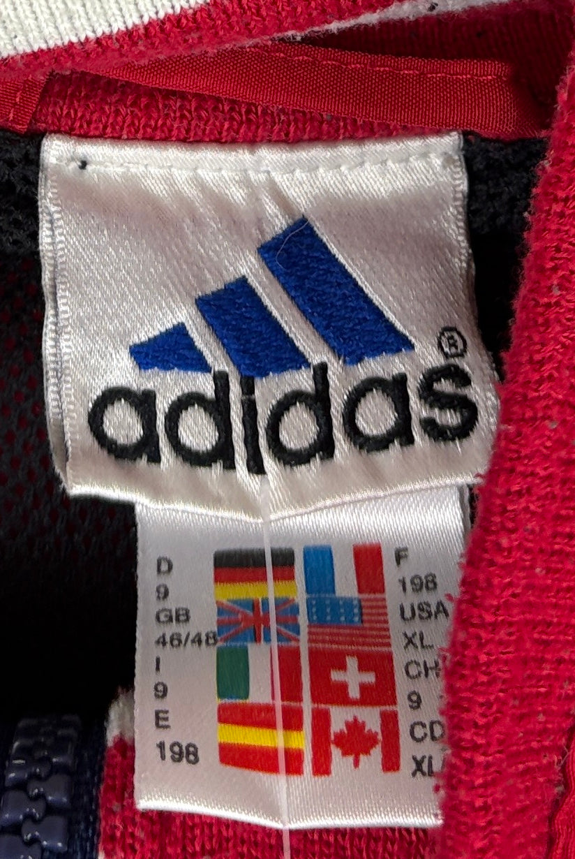 Adidas Vintage Trainingsjacke 90s Rot Blau XL (FLECK???) - Vinverse