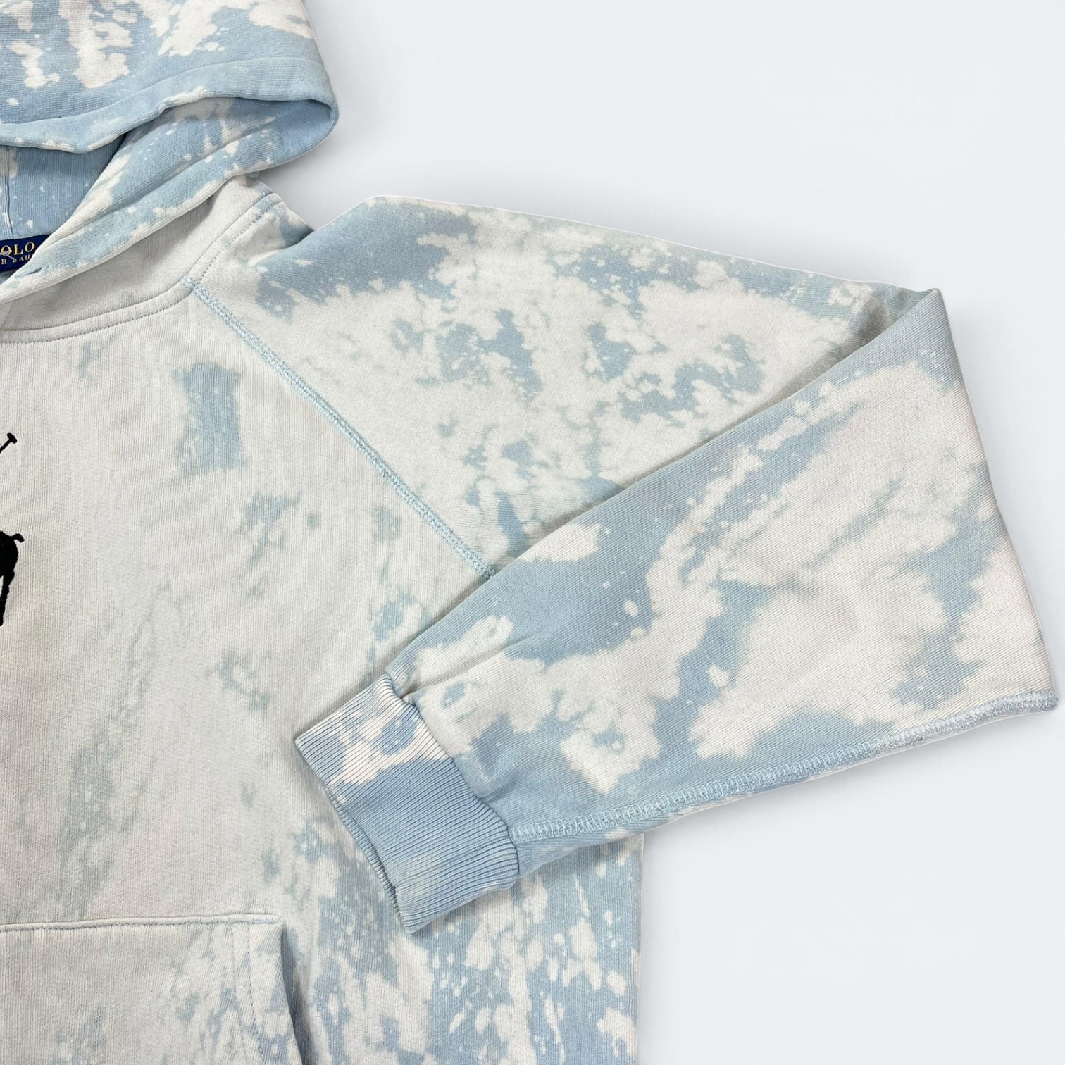 Ralph Lauren Big Pony Vintage Re:Bleach Hoodie Hellblau Weiß S - Vinverse