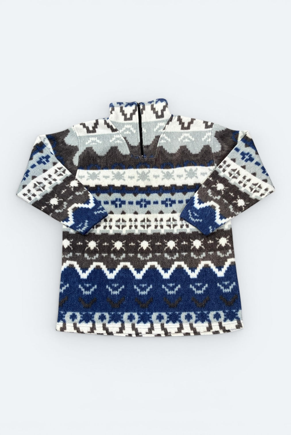 New Fast Vintage Fleece Pullover Gemustert Bunt M - Vinverse