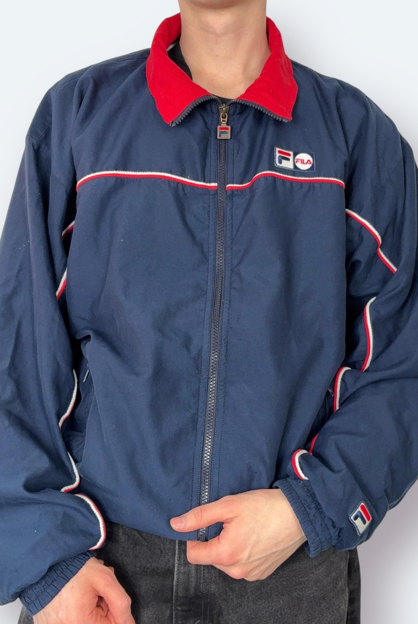 Fila 90s Vintage Trainingsjacke Marineblau L - Vinverse