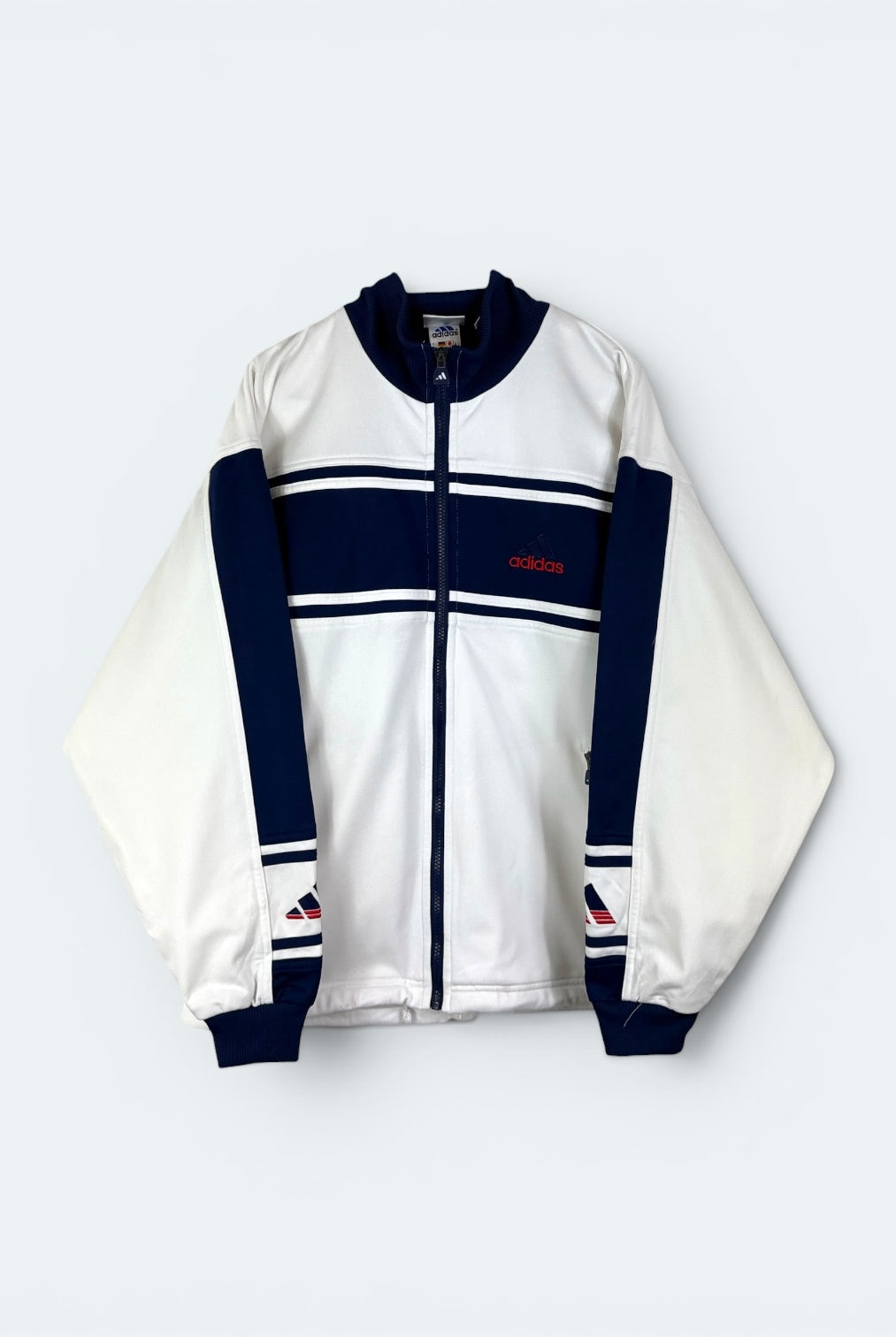 Adidas Vintage Trainingsjacke Weiß Blau S (FLEXKEN RAUS??) - Vinverse