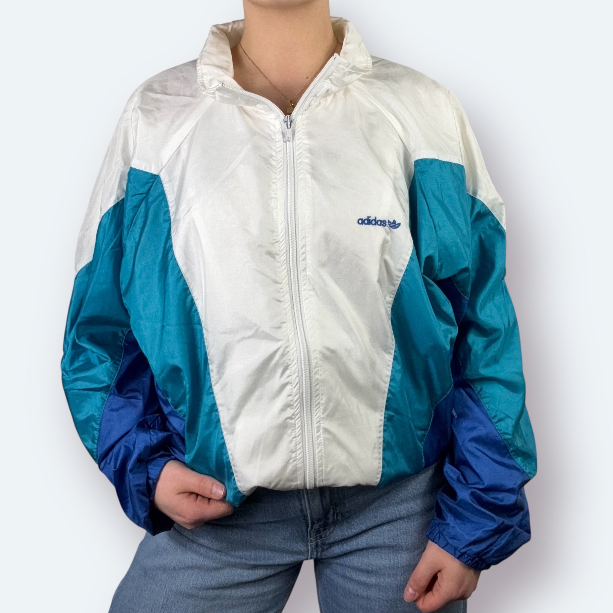 Adidas 80s Vintage Trainingsjacke Weiß Blau M - Vinverse