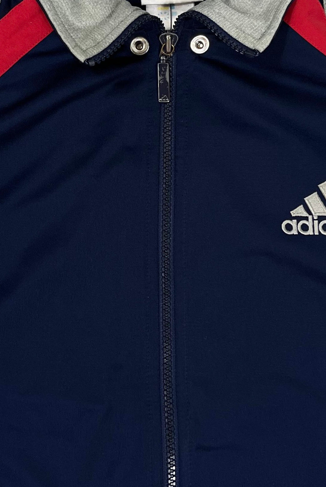 Adidas Vintage Trainingsjacke Kurzarm Blau Rot XL (FLECK ENTFERNBAR?) - Vinverse